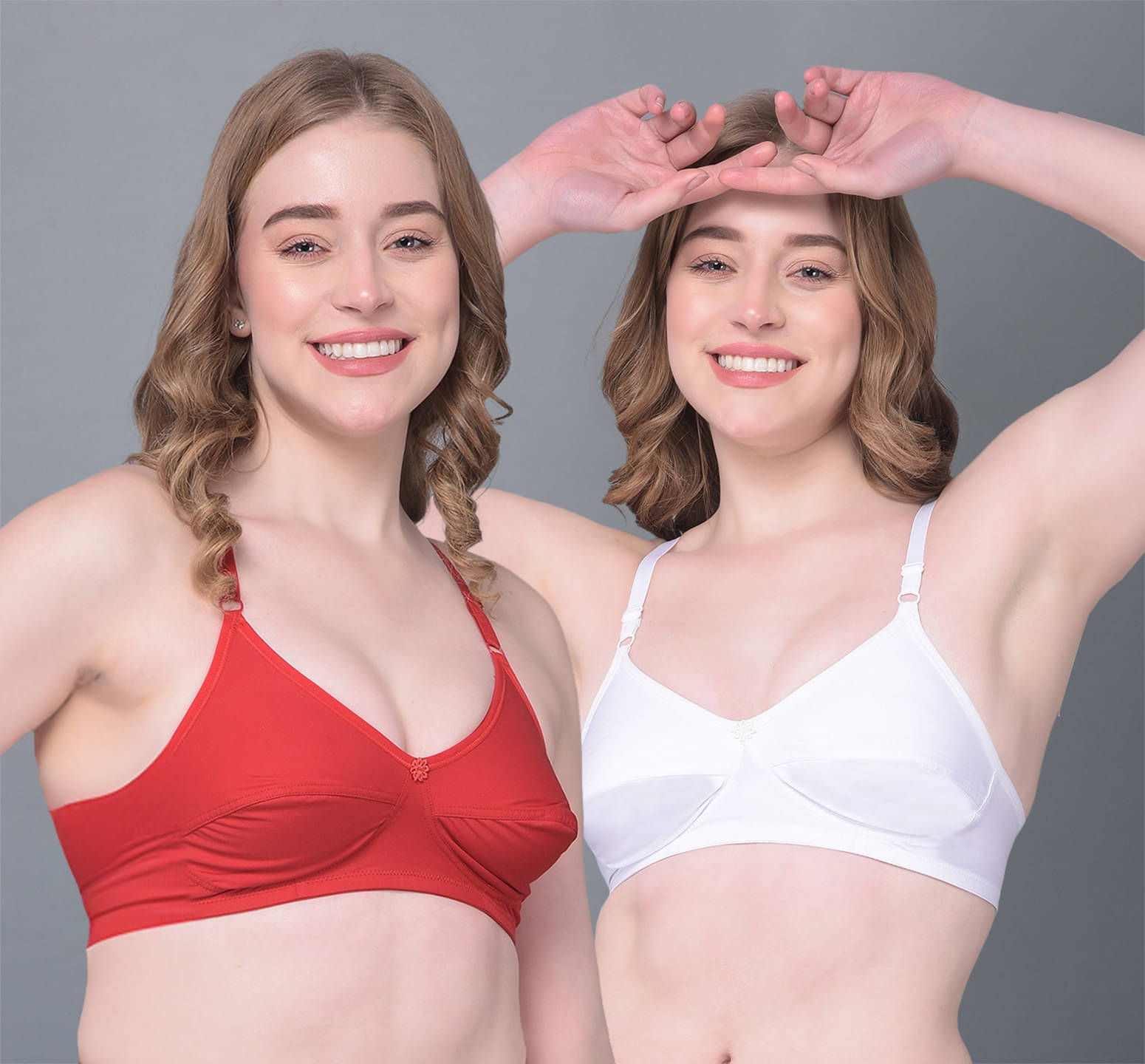     			Dollar Missy Pack of 2 Cotton Women's Everyday Bra ( Multicolor ) DES-1301-RC-WH-PO2