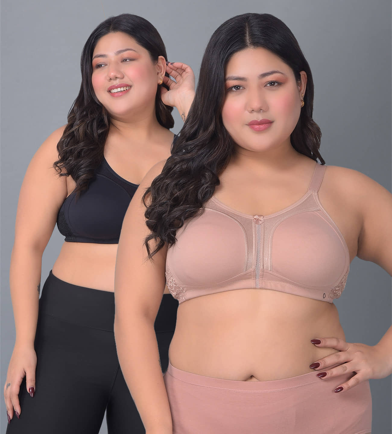 Dollar Missy Pack of 2 Cotton Women's Everyday Bra ( Multicolor ) DPL-8051-BK-RO-PO2