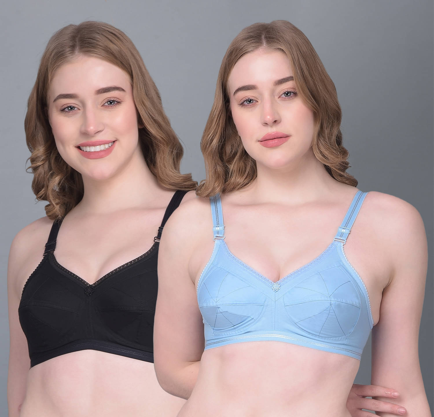Dollar Missy Pack of 2 Cotton Women's Everyday Bra ( Multicolor ) DES-1052-BK-SB-PO2     			Dollar Missy Pack of 2 Cotton Women's Everyday Bra ( Multicolor ) DES-1052-BK-SB-PO2