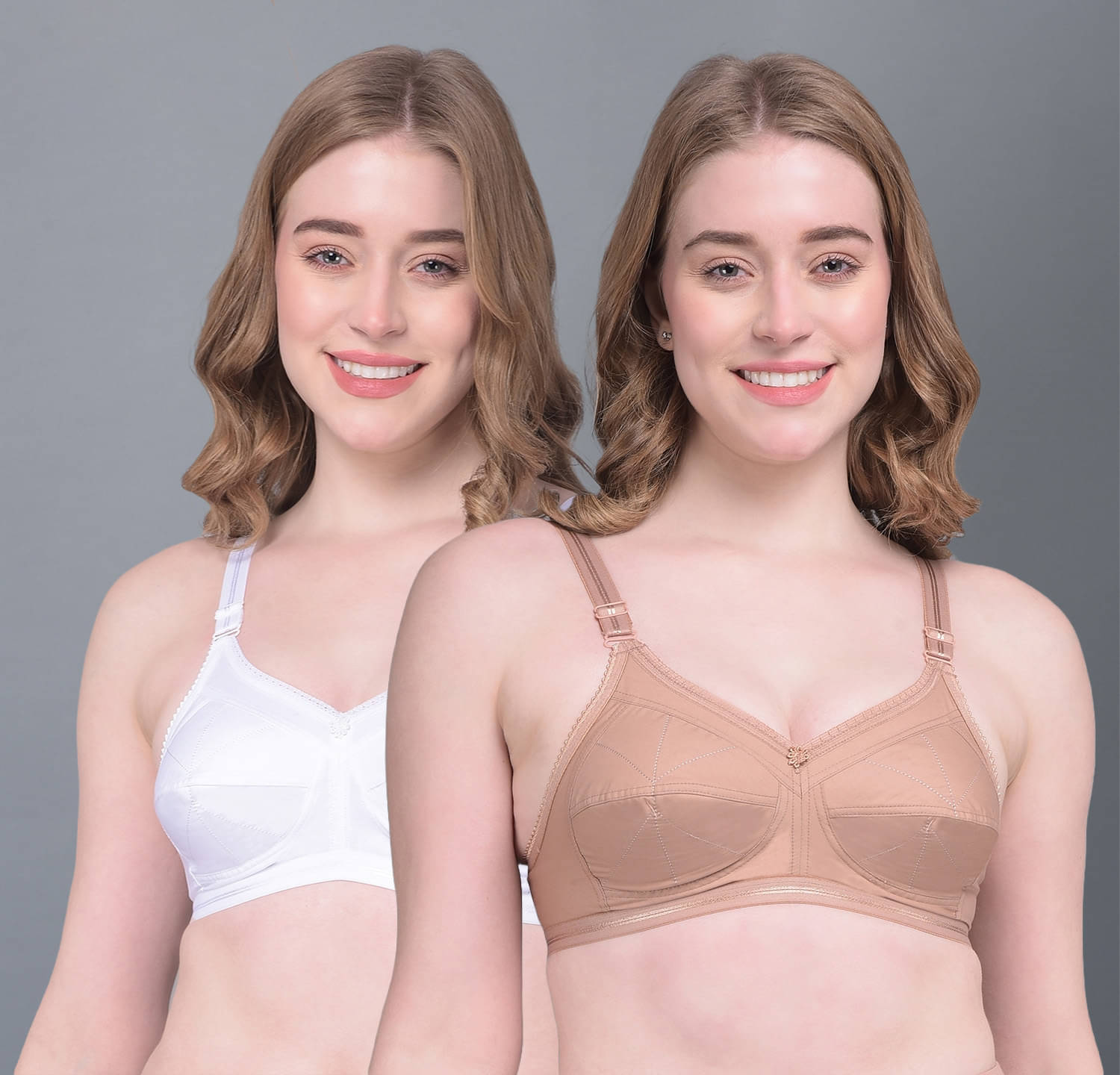 Dollar Missy Pack of 2 Cotton Women's Everyday Bra ( Multicolor ) DES-1052-RO-WH-PO2 Dollar Missy Pack of 2 Cotton Women's Everyday Bra ( Multicolor ) DES-1052-RO-WH-PO2