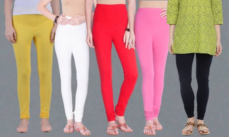 Dollar Missy - Multicoloured Cotton Blend Women's Leggings ( Pack of 5 ) Dollar Missy - Multicoloured Cotton Blend Women's Leggings ( Pack of 5 )