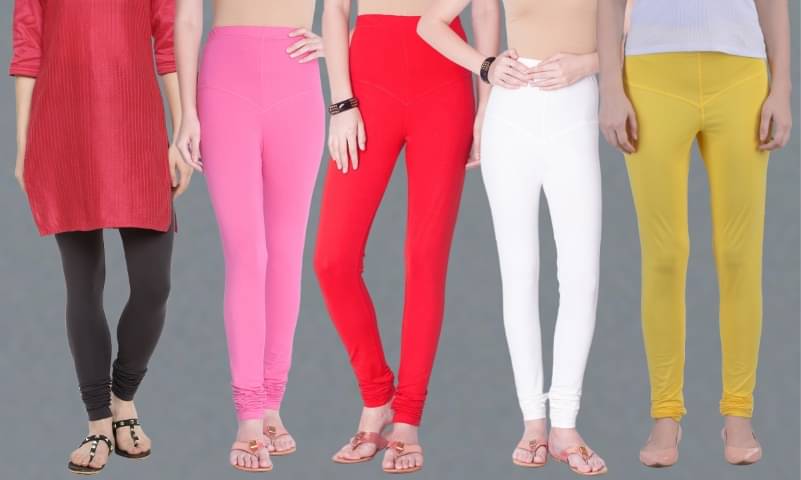 Dollar Missy - Multicoloured Cotton Blend Women's Leggings ( Pack of 5 )     			Dollar Missy - Multicoloured Cotton Blend Women's Leggings ( Pack of 5 )