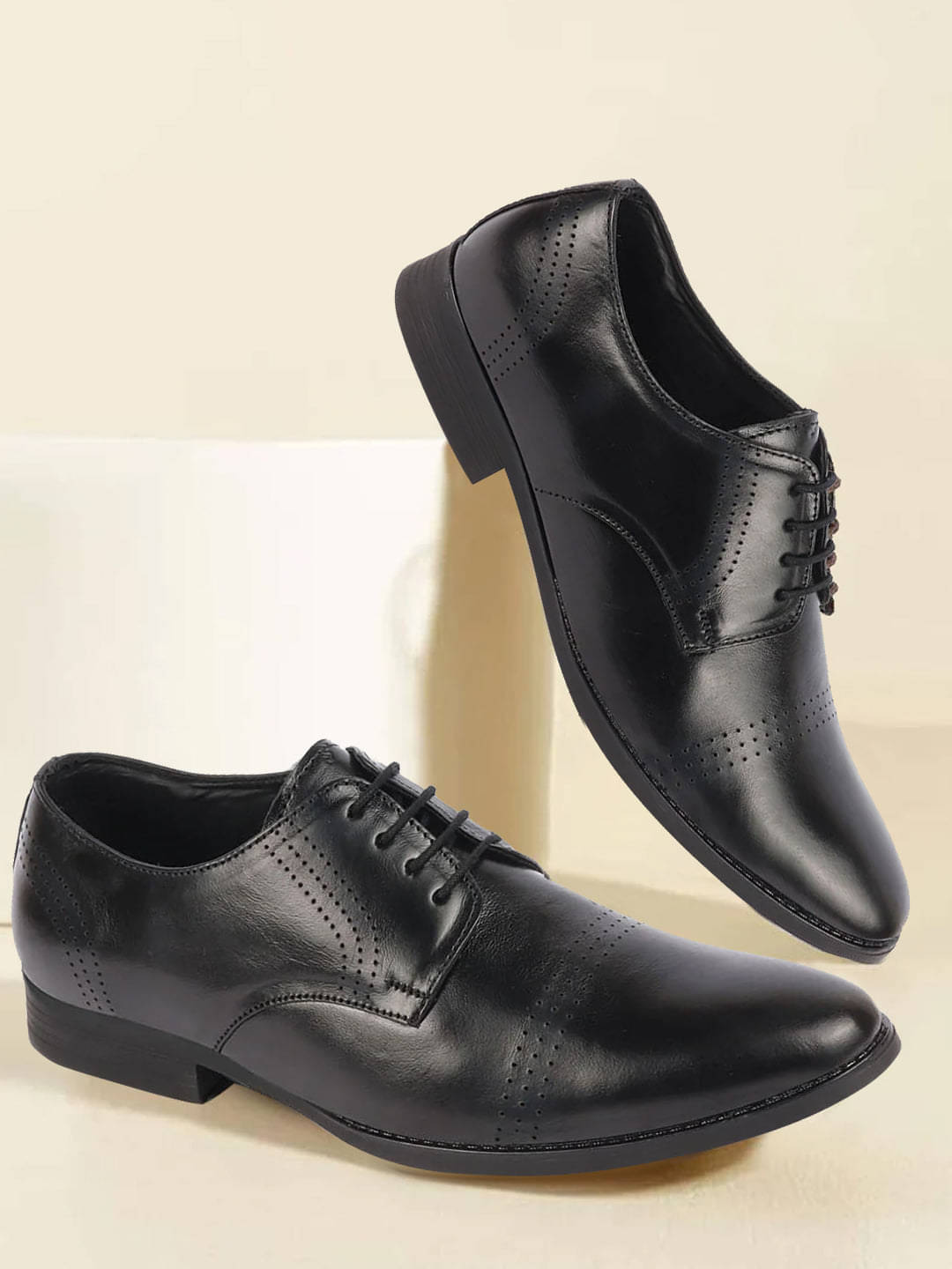 Fausto Black Men's Derby Formal Shoes Fausto Black Men's Derby Formal Shoes