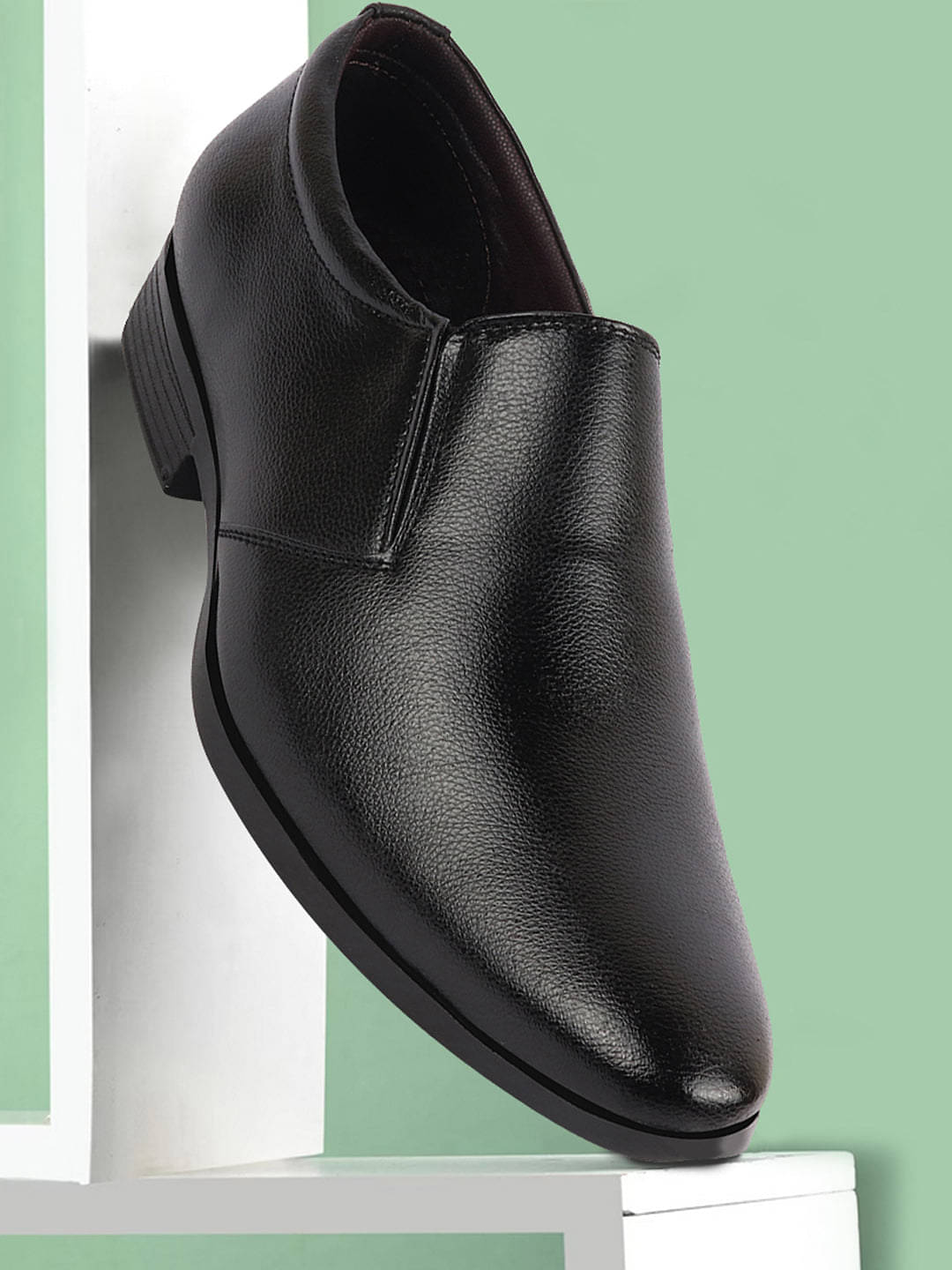     			Fausto Black Men's Slip On Formal Shoes