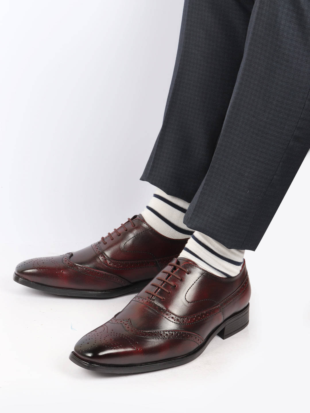     			Fausto Red Men's Derby Formal Shoes