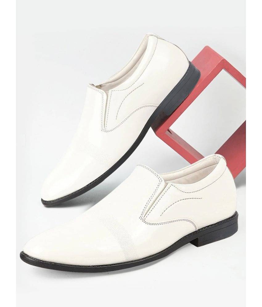     			Fausto White Men's Slip On Formal Shoes