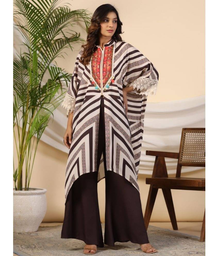     			Juniper Women Printed Tunic With Trousers Co-Ord Set ( Brown )