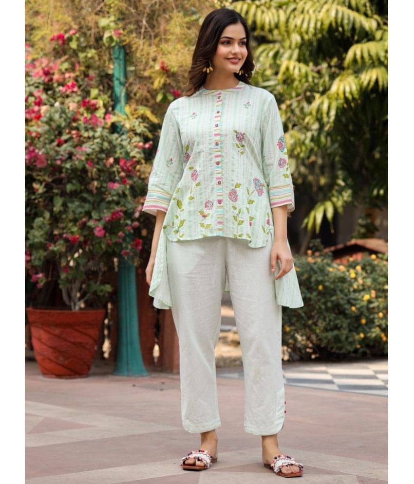     			Juniper Women Printed Tunic With Trousers Co-Ord Set ( Mint Green )