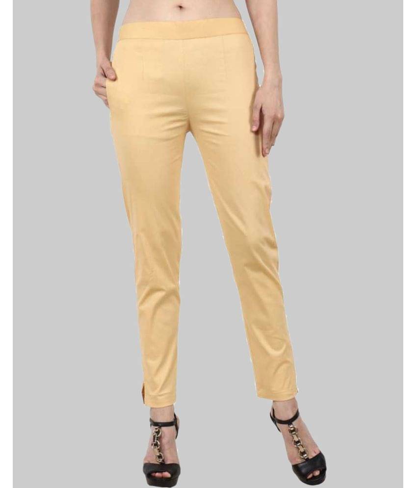     			POPWINGS Beige Cotton Blend Regular Women's Casual Pants ( Pack of 1 )