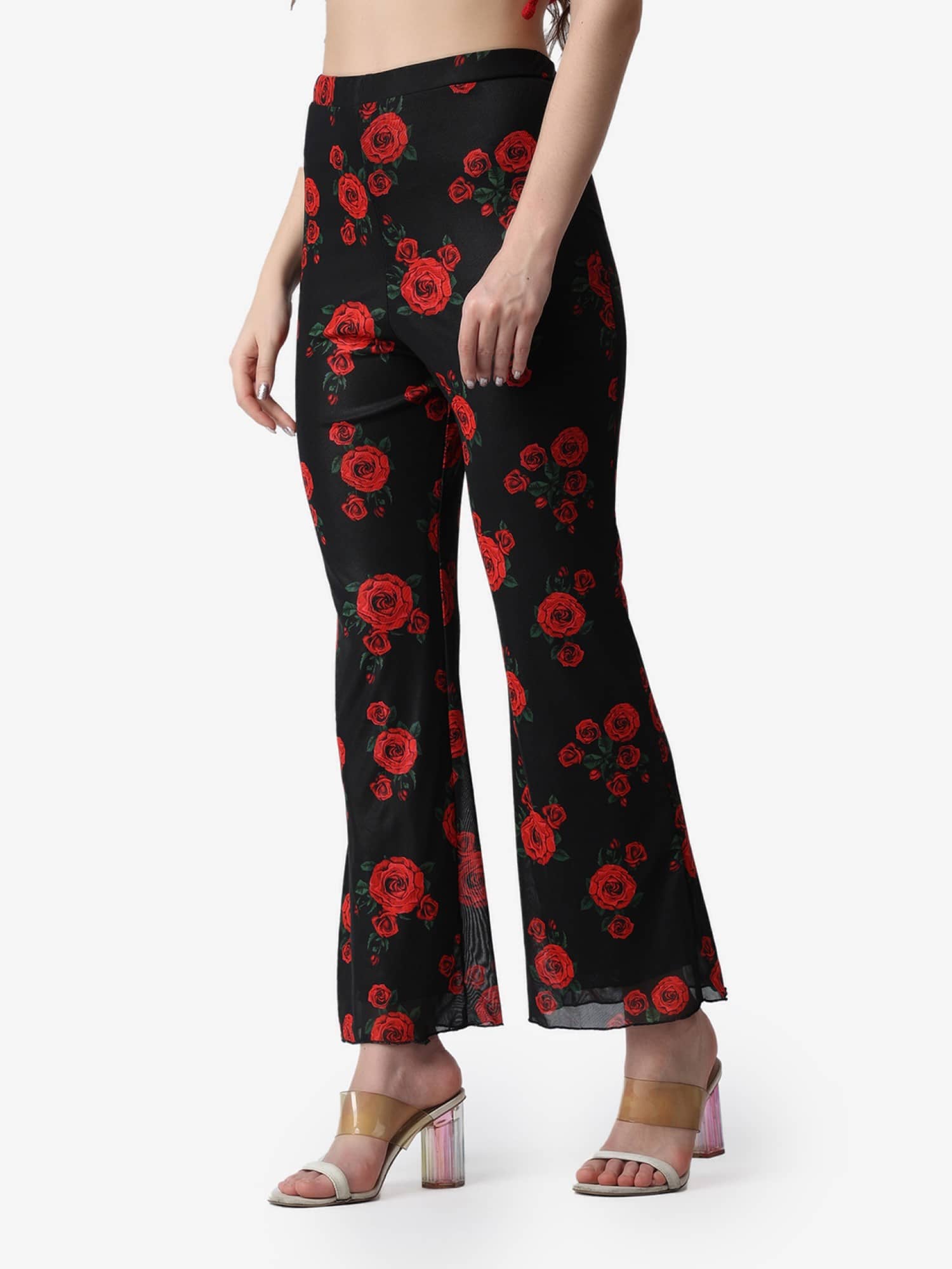 POPWINGS Black Polyester Flared Women's Casual Pants ( Pack of 1 ) - Trousers | Buy online on ZillyBuy
