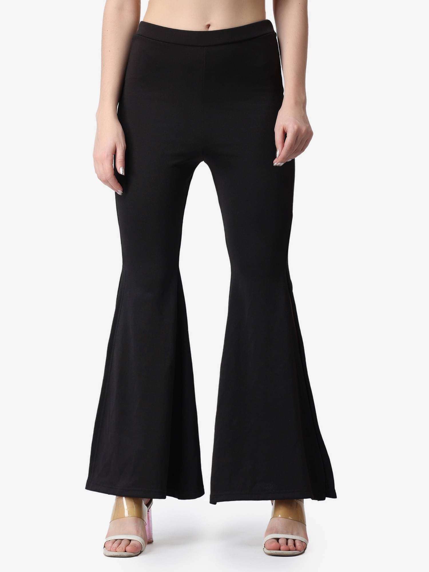     			POPWINGS Black Polyester Flared Women's Casual Pants ( Pack of 1 )