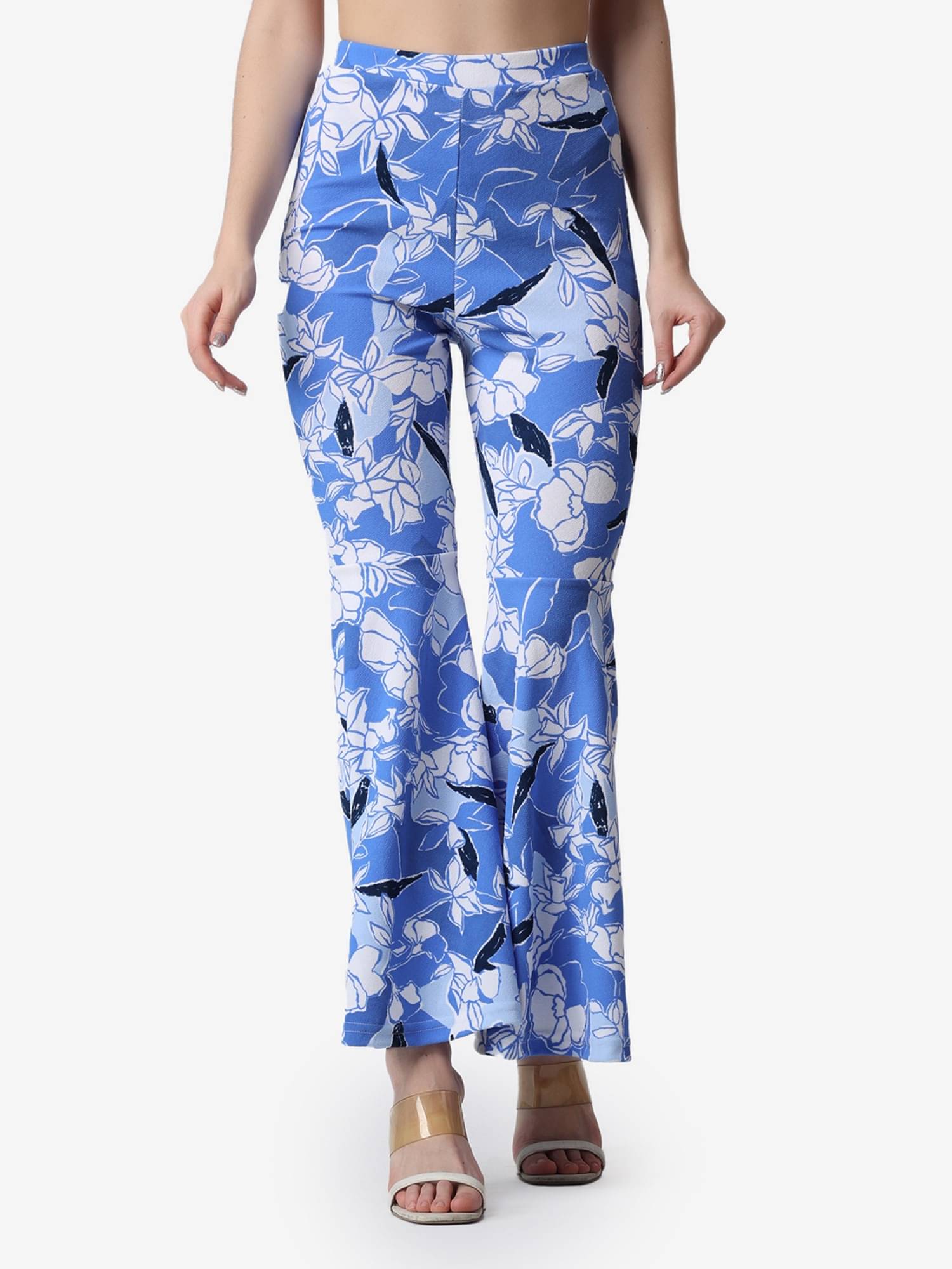     			POPWINGS Blue Polyester Flared Women's Casual Pants ( Pack of 1 )