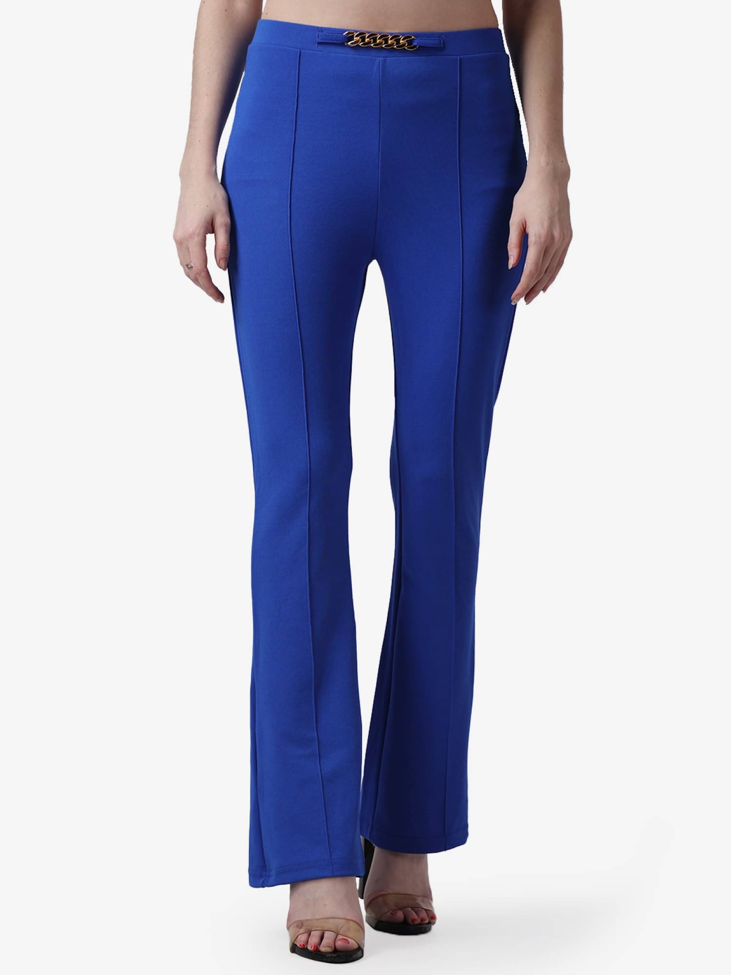     			POPWINGS Blue Polyester Flared Women's Bootcut Pants ( Pack of 1 )