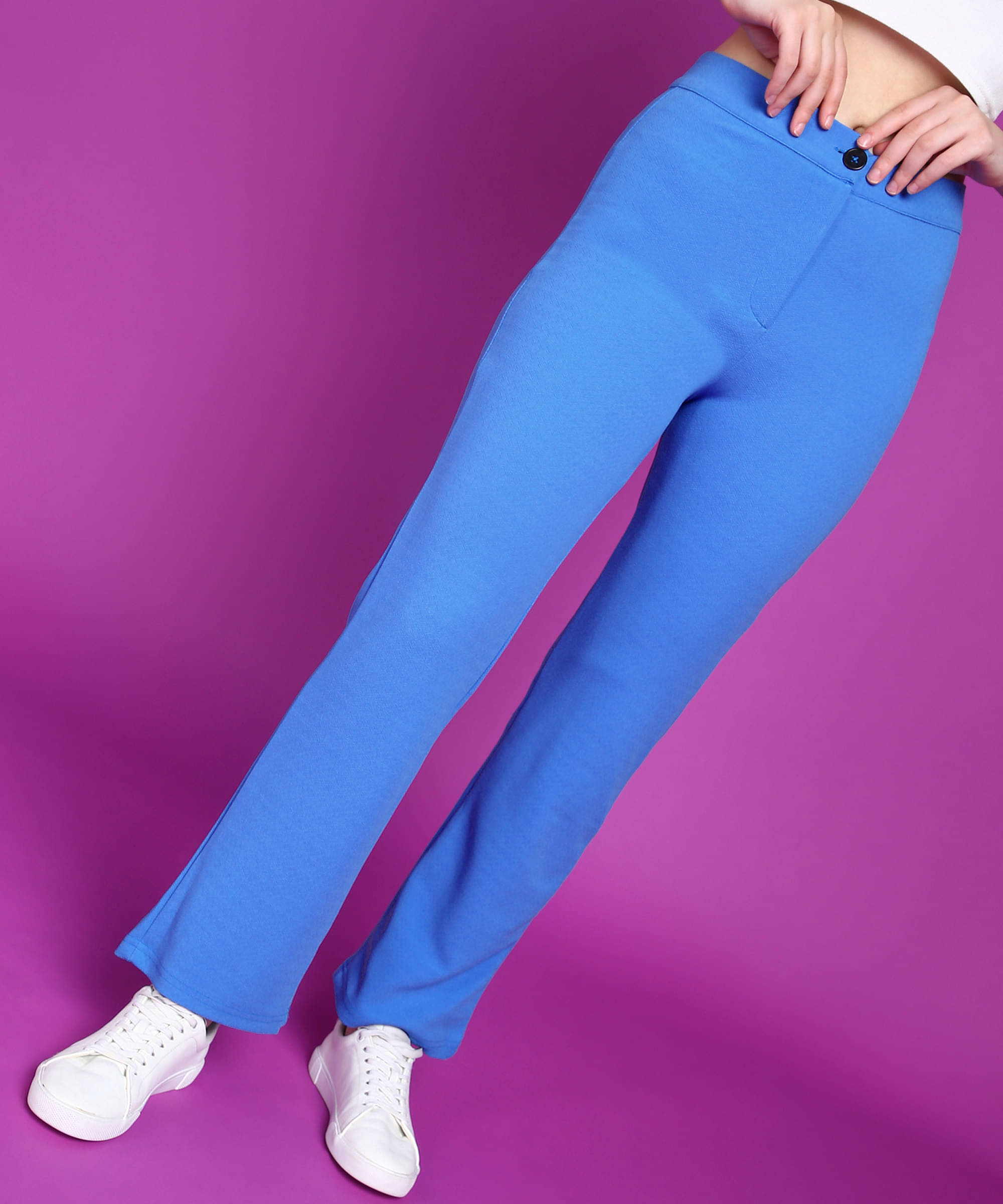     			POPWINGS Blue Polyester Regular Women's Formal Pants ( Pack of 1 )
