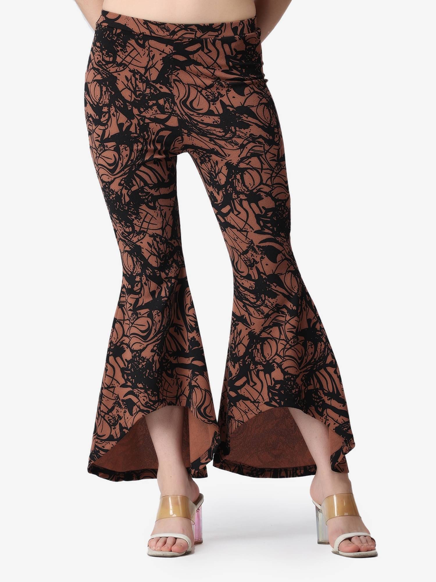     			POPWINGS Brown Polyester Flared Women's Casual Pants ( Pack of 1 )