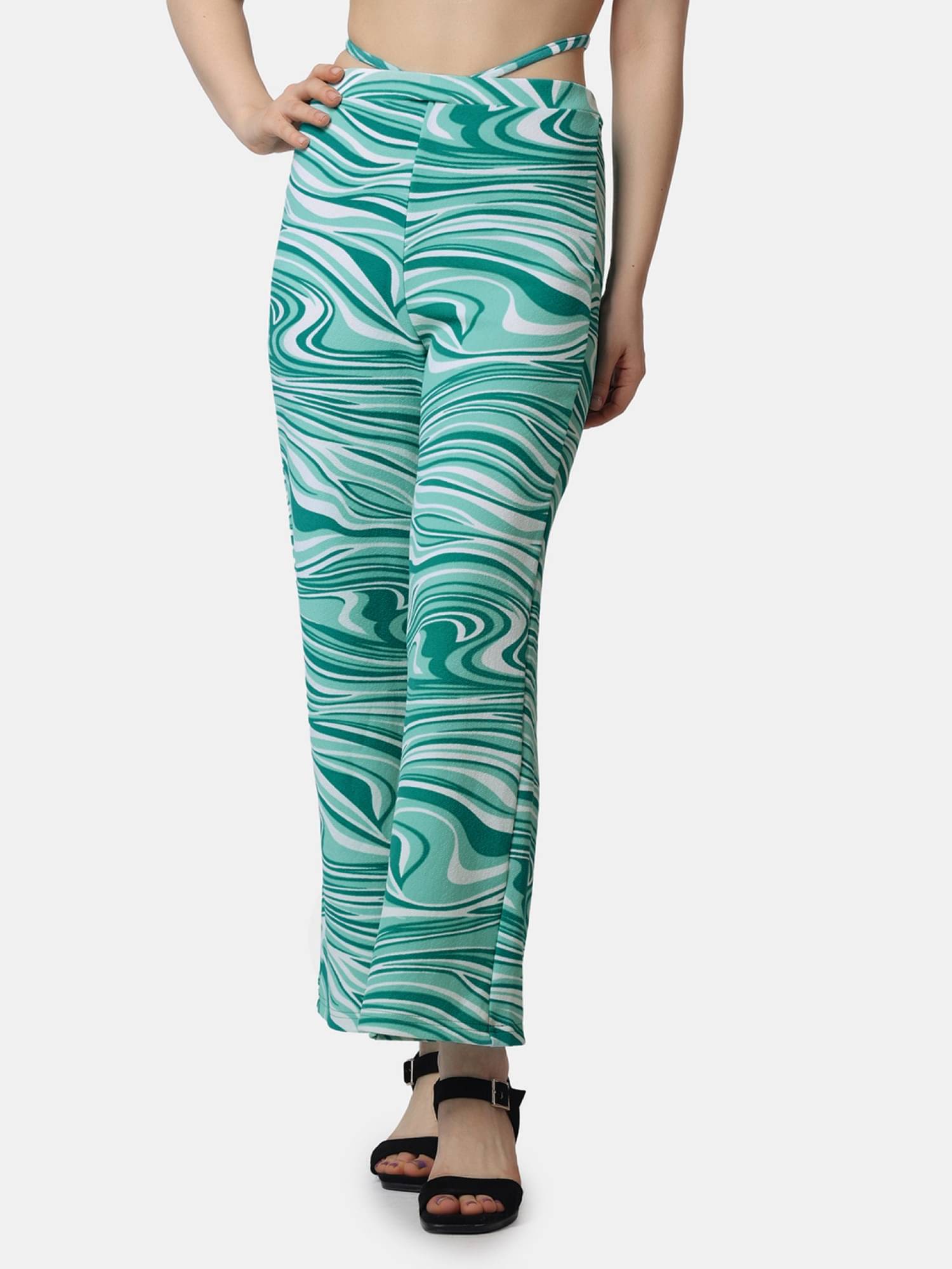     			POPWINGS Green Polyester Regular Women's Casual Pants ( Pack of 1 )