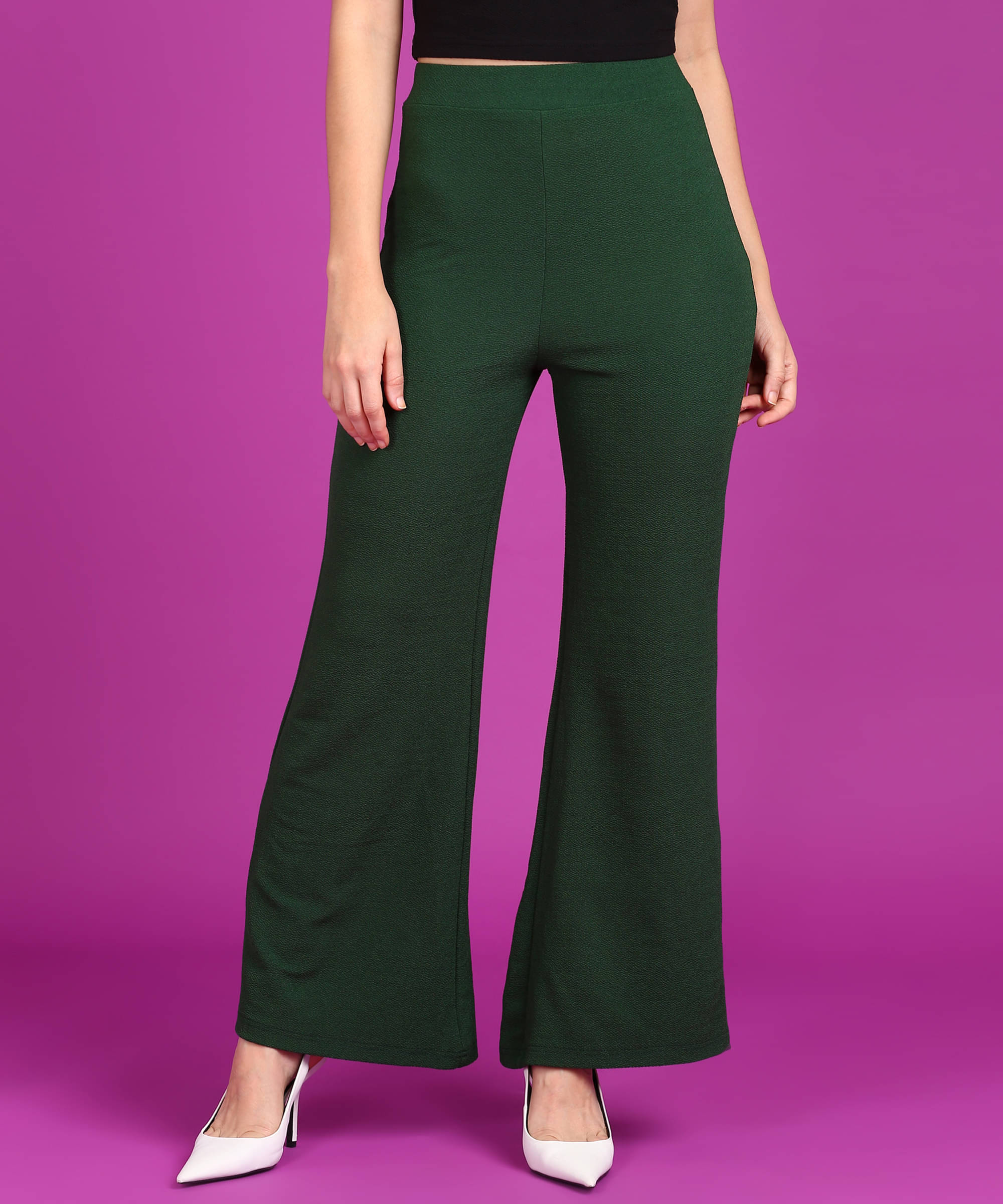     			POPWINGS Green Polyester Regular Women's Casual Pants ( Pack of 1 )