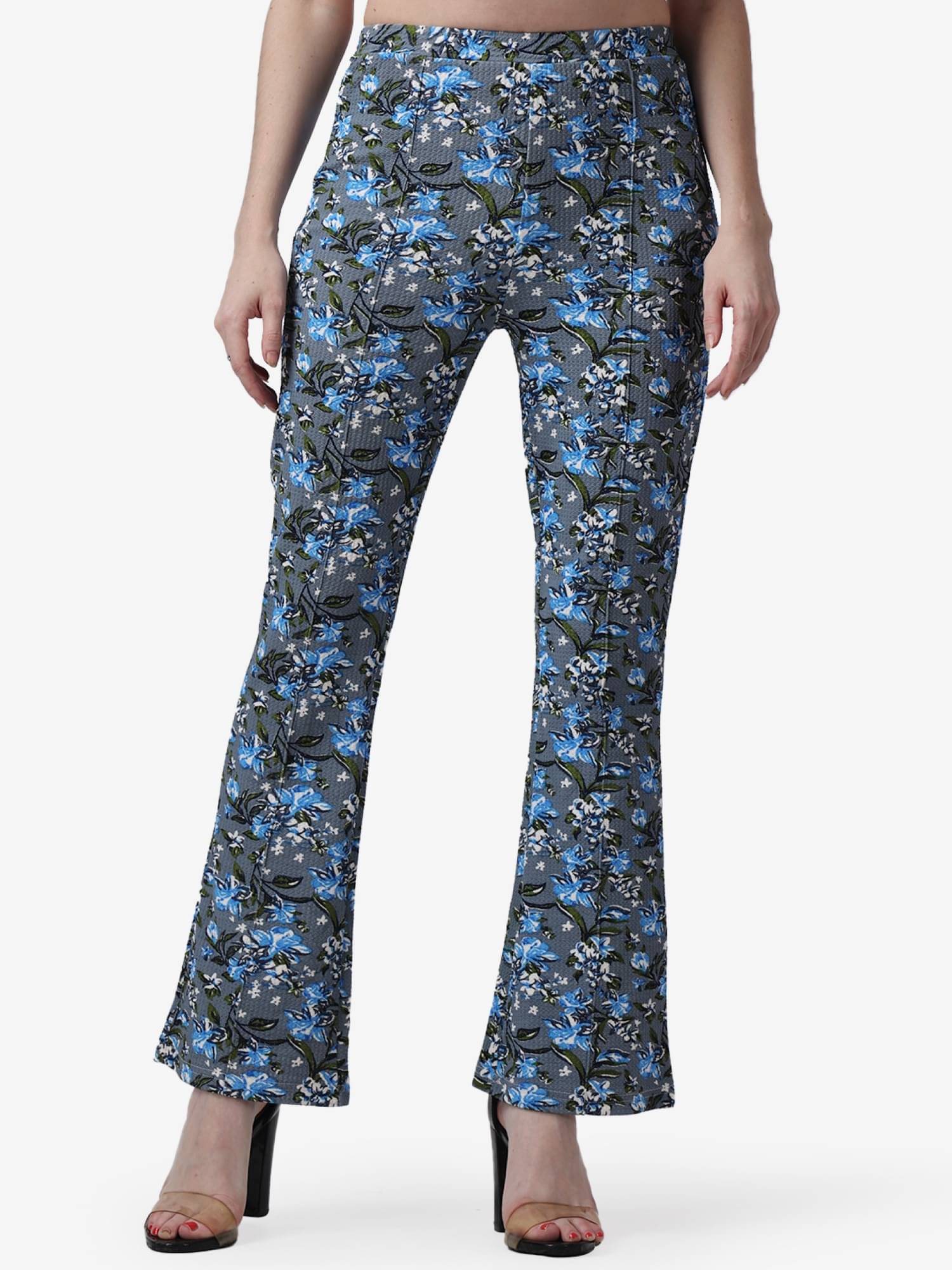     			POPWINGS Grey Polyester Flared Women's Bootcut Pants ( Pack of 1 )