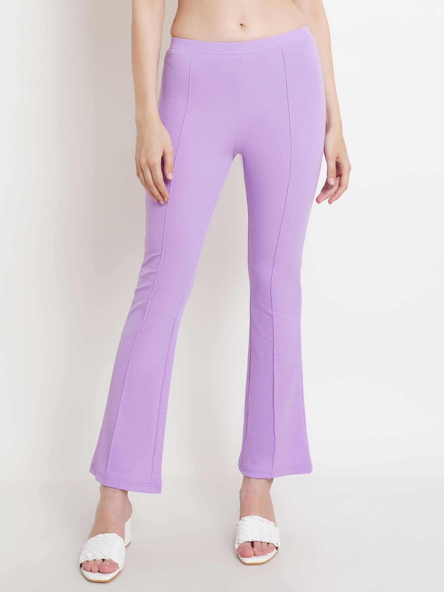     			POPWINGS Lavender Polyester Regular Women's Bootcut Pants ( Pack of 1 )