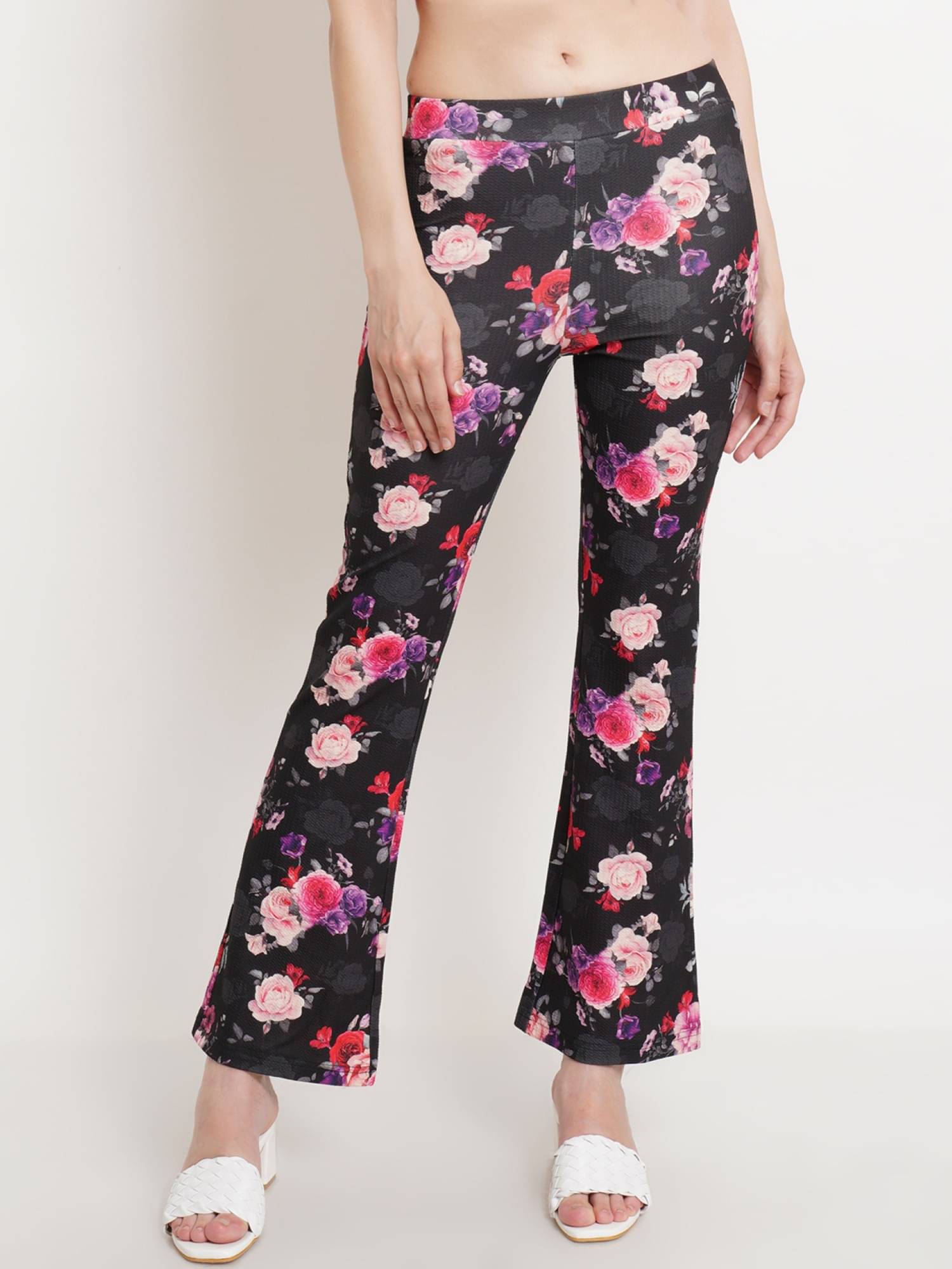     			POPWINGS Multi Color Polyester Regular Women's Bootcut Pants ( Pack of 1 )