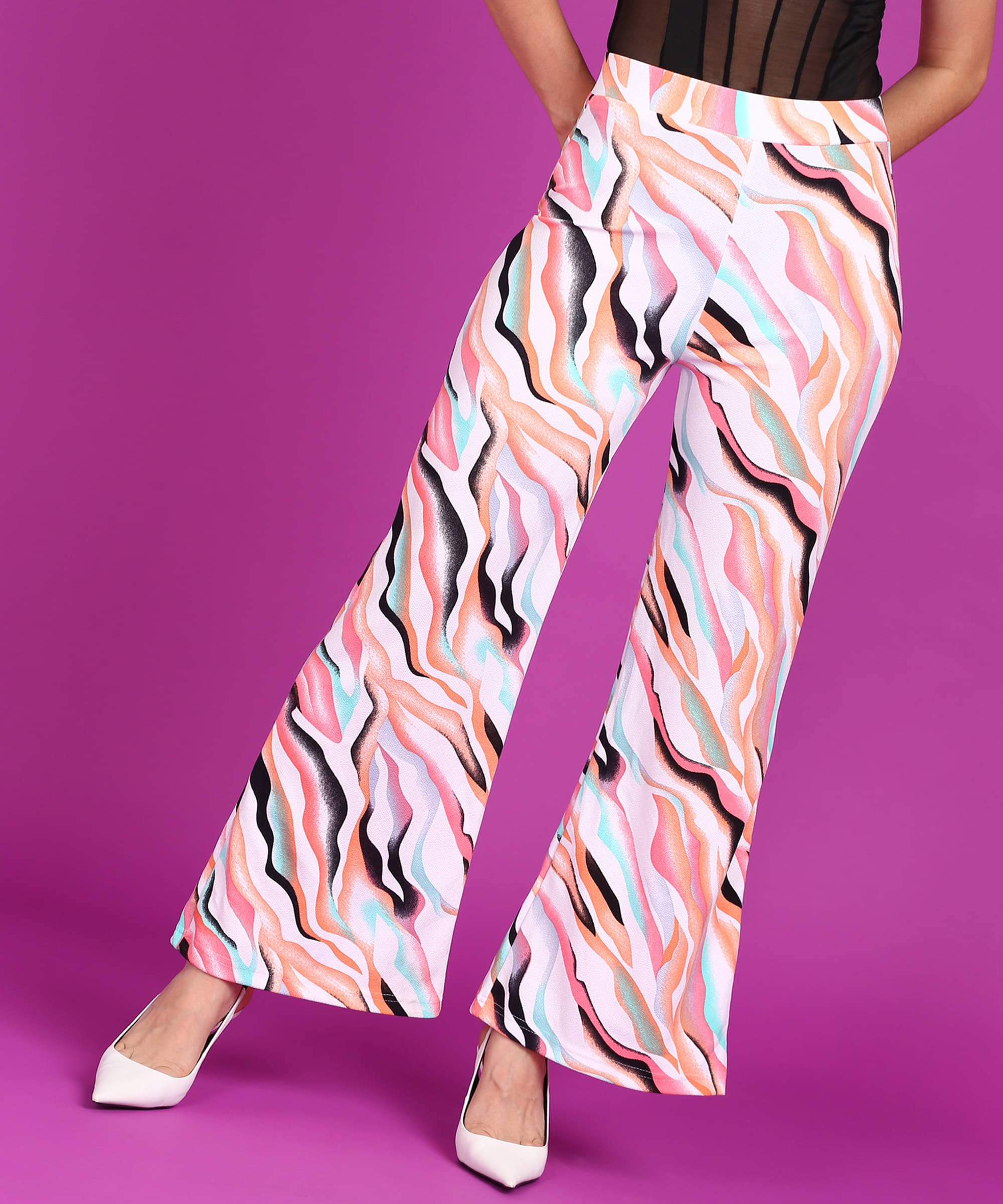     			POPWINGS Multicolor Polyester Regular Women's Casual Pants ( Pack of 1 )