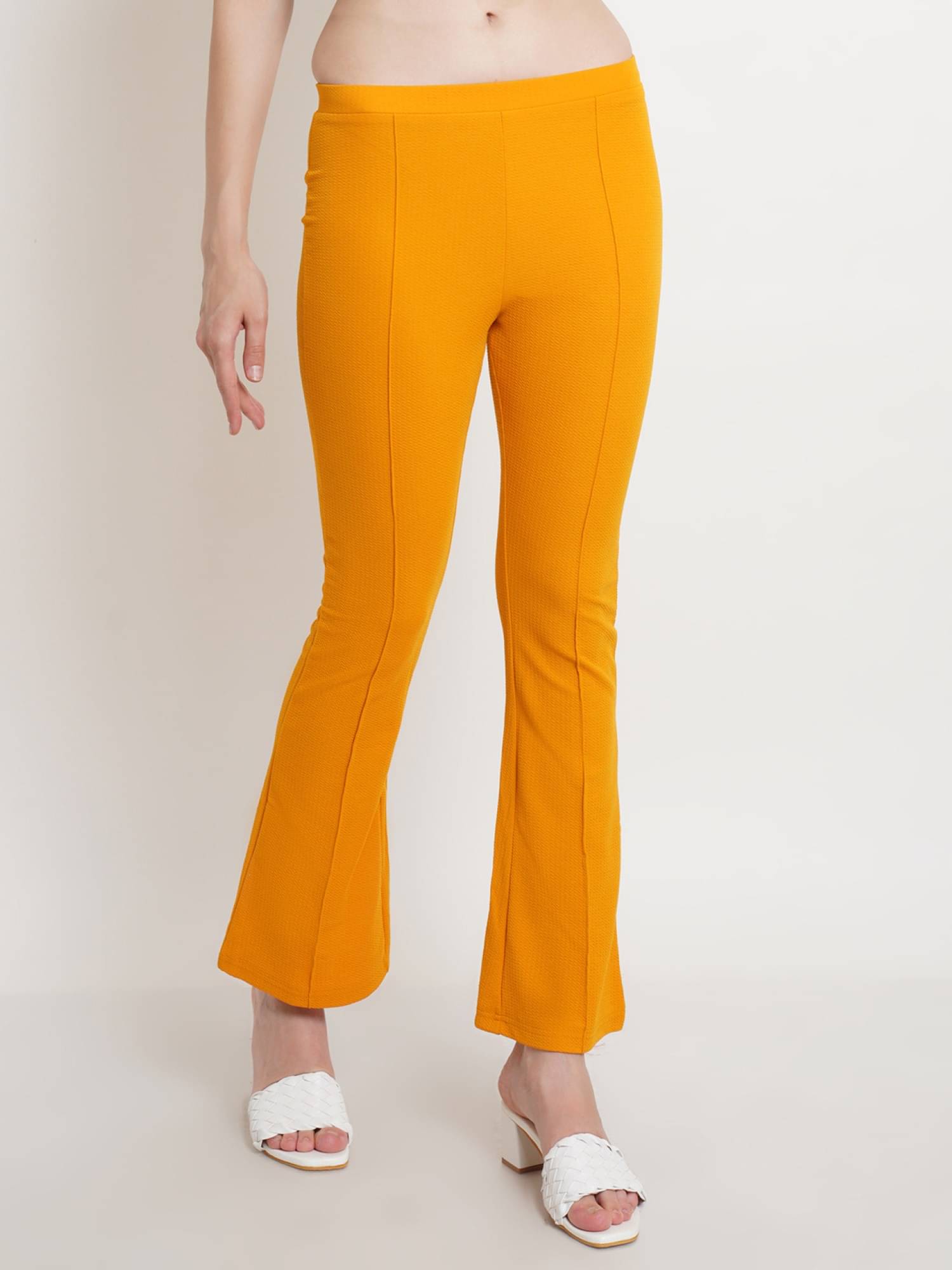     			POPWINGS Mustard Polyester Regular Women's Bootcut Pants ( Pack of 1 )