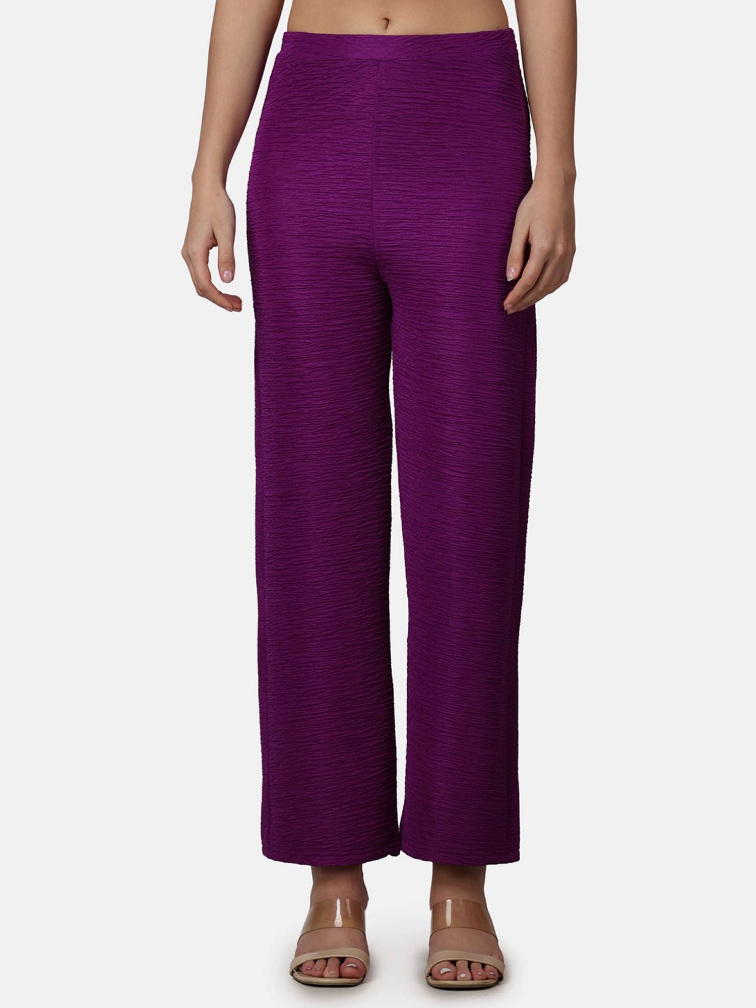     			POPWINGS Purple Polyester Straight Women's Casual Pants ( Pack of 1 )
