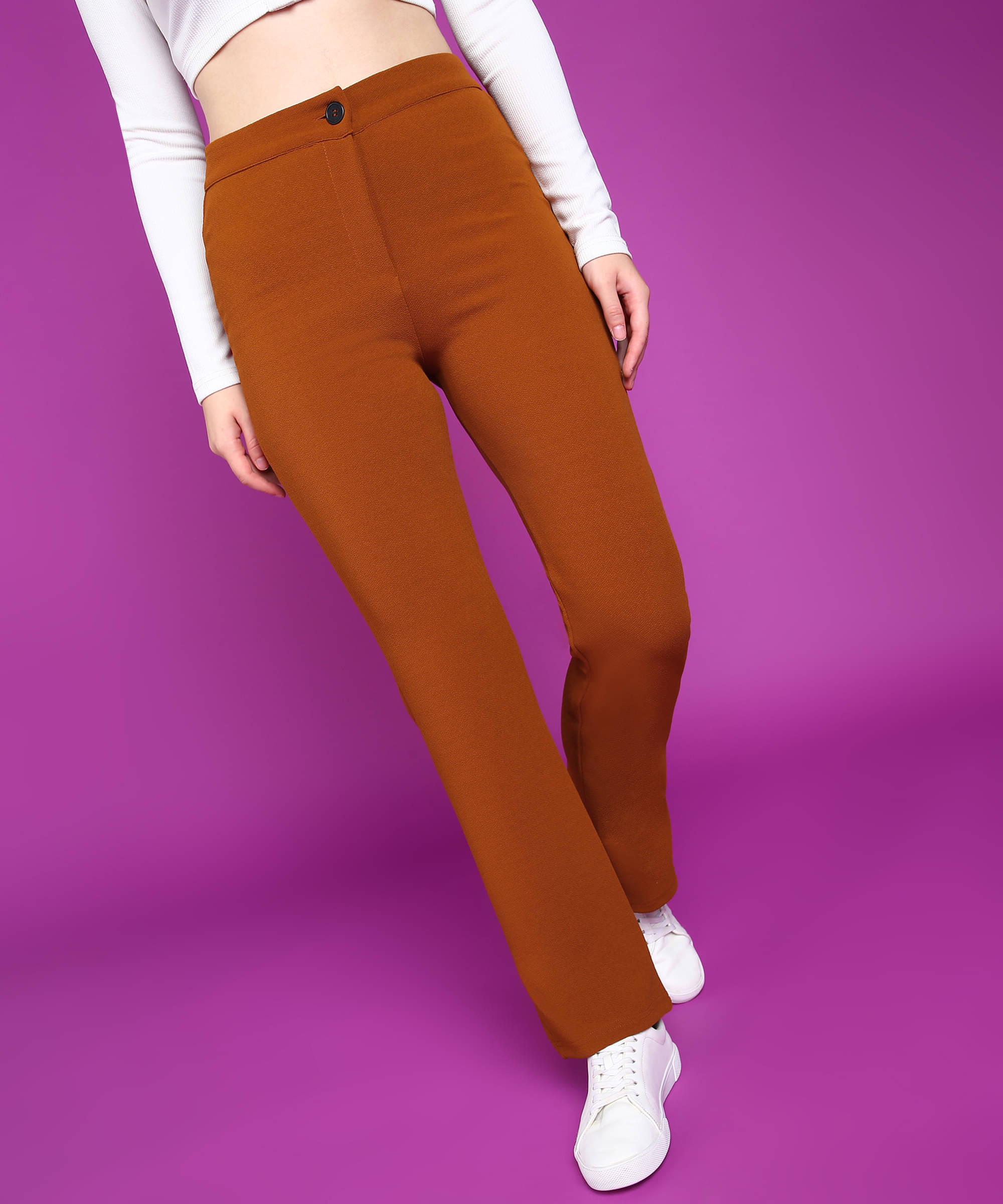     			POPWINGS Rust Polyester Regular Women's Formal Pants ( Pack of 1 )