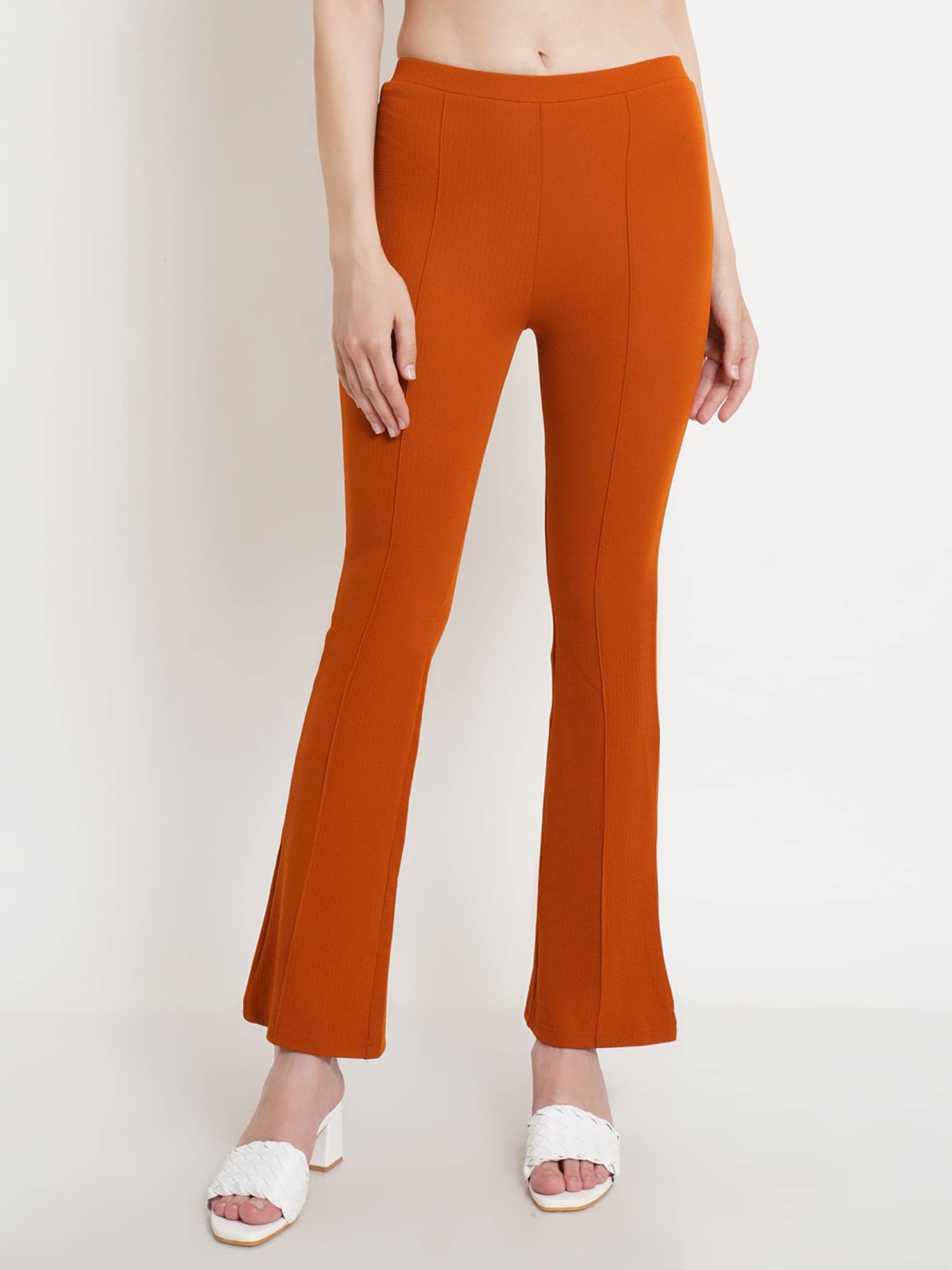     			POPWINGS Rust Polyester Regular Women's Bootcut Pants ( Pack of 1 )