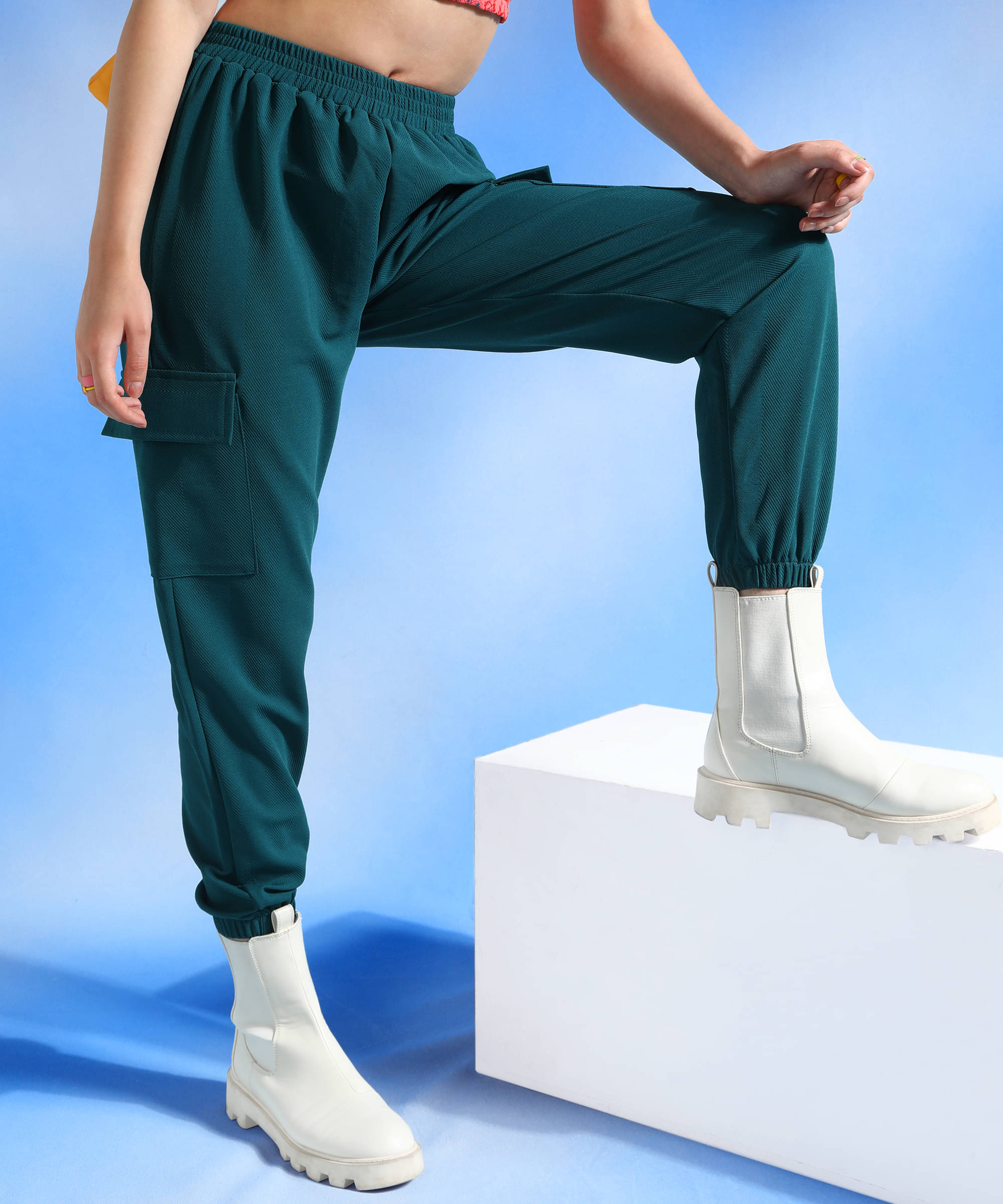     			POPWINGS Teal Polyester Loose Women's Joggers ( Pack of 1 )