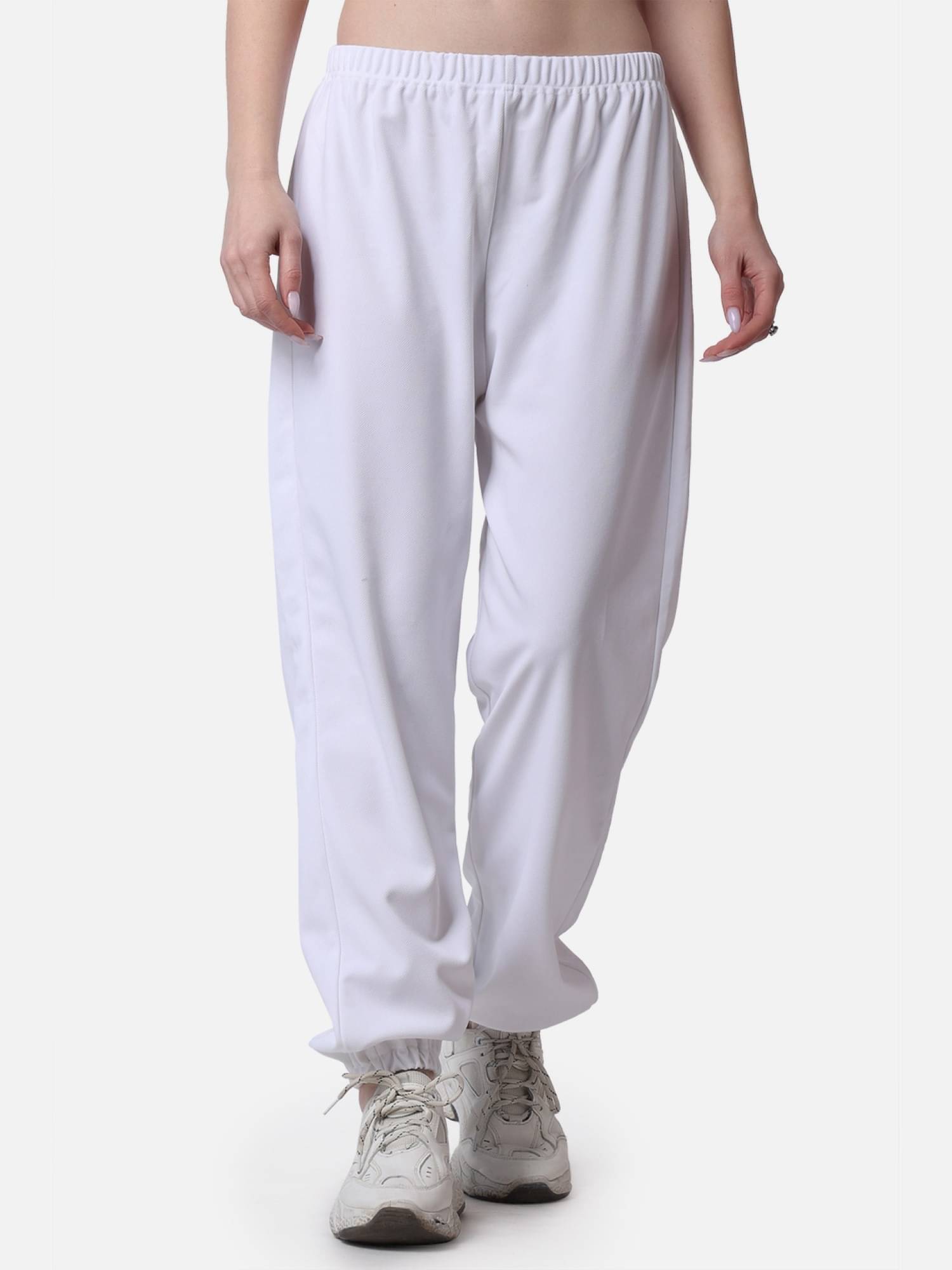     			POPWINGS White Polyester Loose Women's Joggers ( Pack of 1 )
