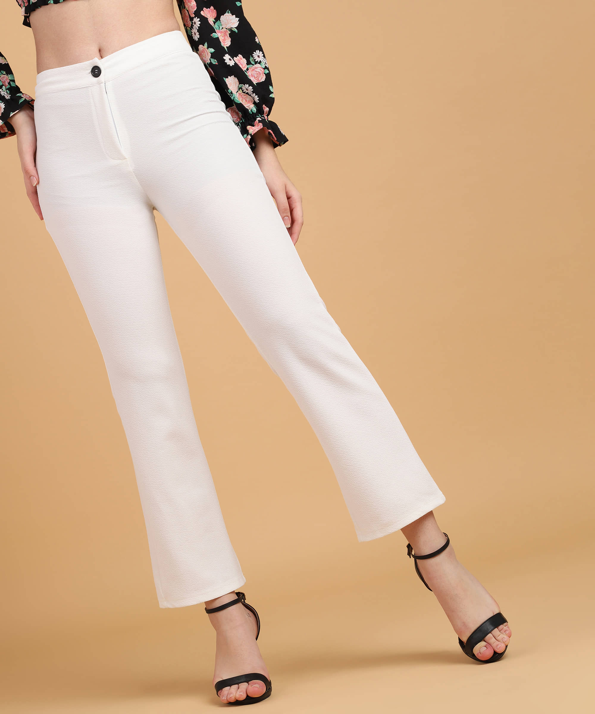 POPWINGS White Polyester Regular Women's Formal Pants ( Pack of 1 ) - Trousers | Buy online on ZillyBuy