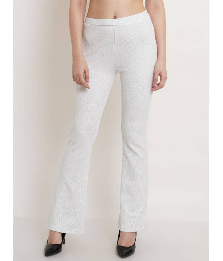     			POPWINGS White Polyester Regular Women's Bootcut Pants ( Pack of 1 )