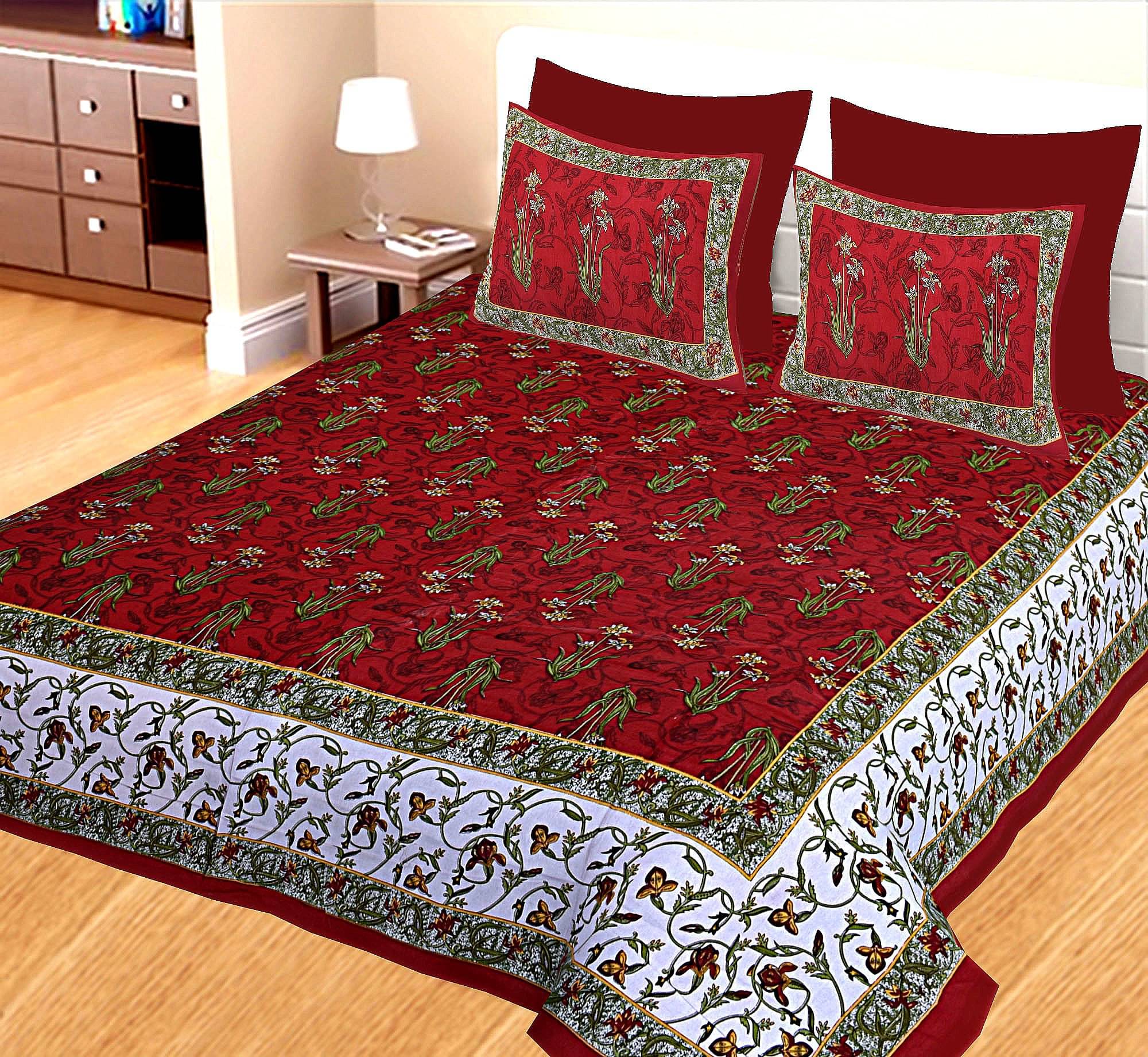 CLOTHOLOGY Cotton 1 Double Bedsheet with 2 Pillow Covers ( Maroon )     			CLOTHOLOGY Cotton 1 Double Bedsheet with 2 Pillow Covers ( Maroon )