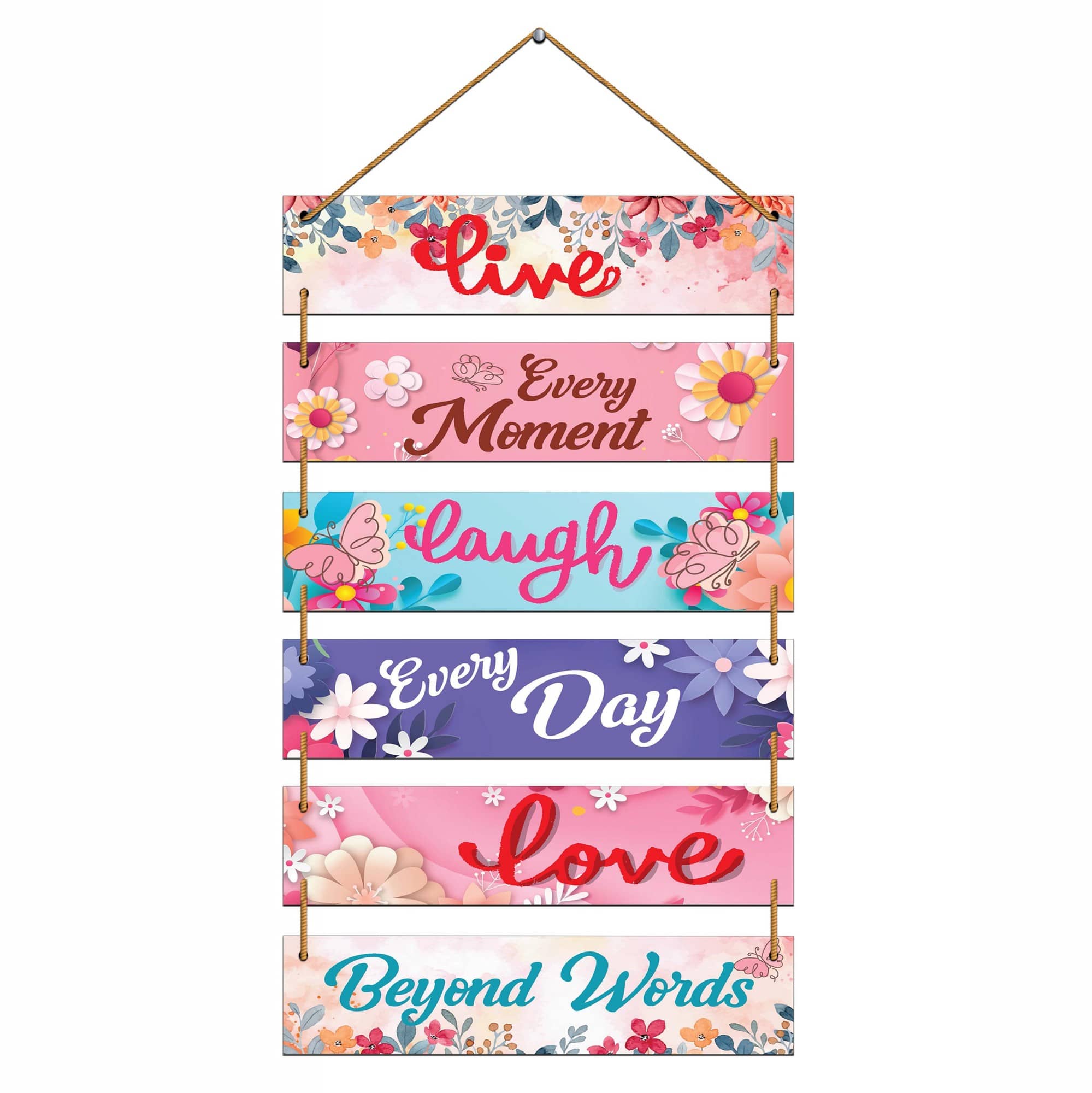 Indianara Wood Inspirational Life Quotes Wall Sculpture Multi - Pack of 6