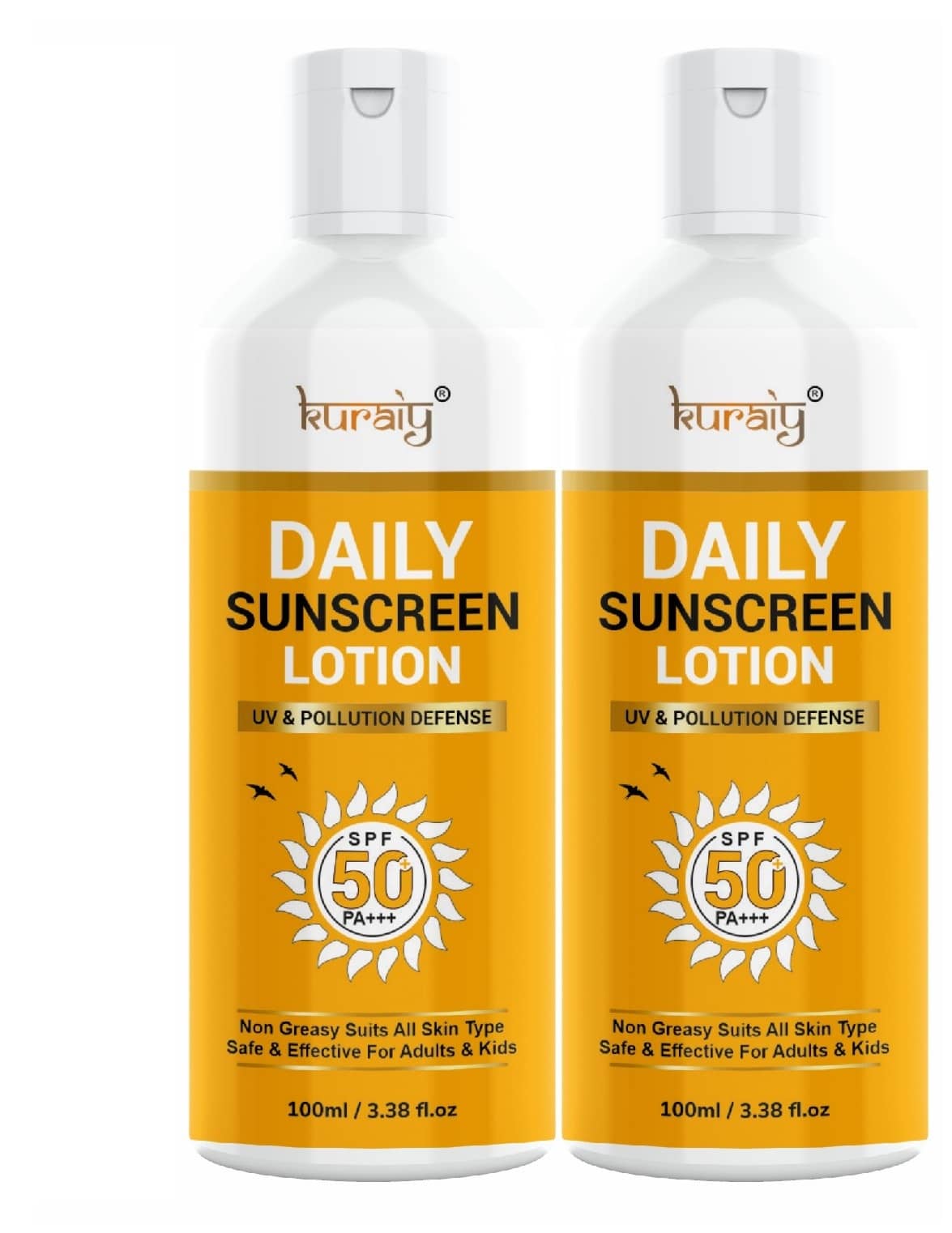 KURAIY SPF 50 PA+++ Sunscreen UV Lotion sunblock 75ML PACK OF 2