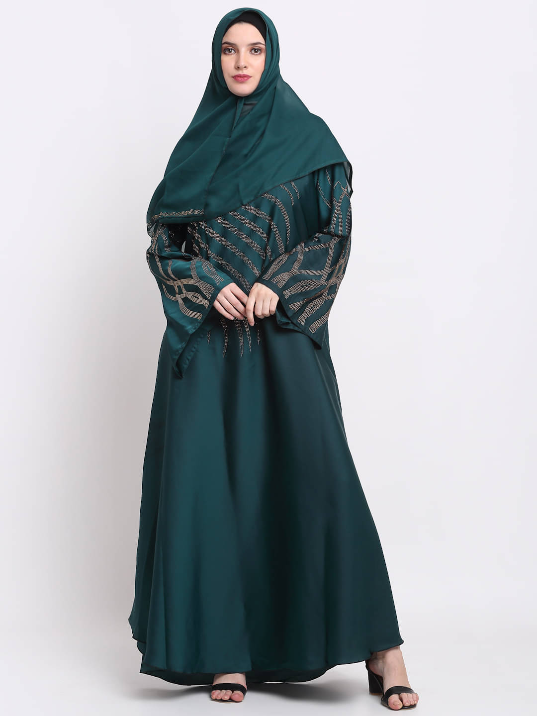     			Klotthe Green Polyester Unstitched Burqas without Hijab - Single