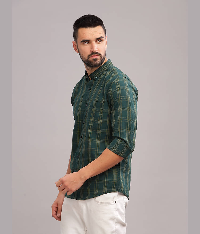 Paul Street 100% Cotton Slim Fit Checks Full Sleeves Men's Casual Shirt - Brown ( Pack of 1 )