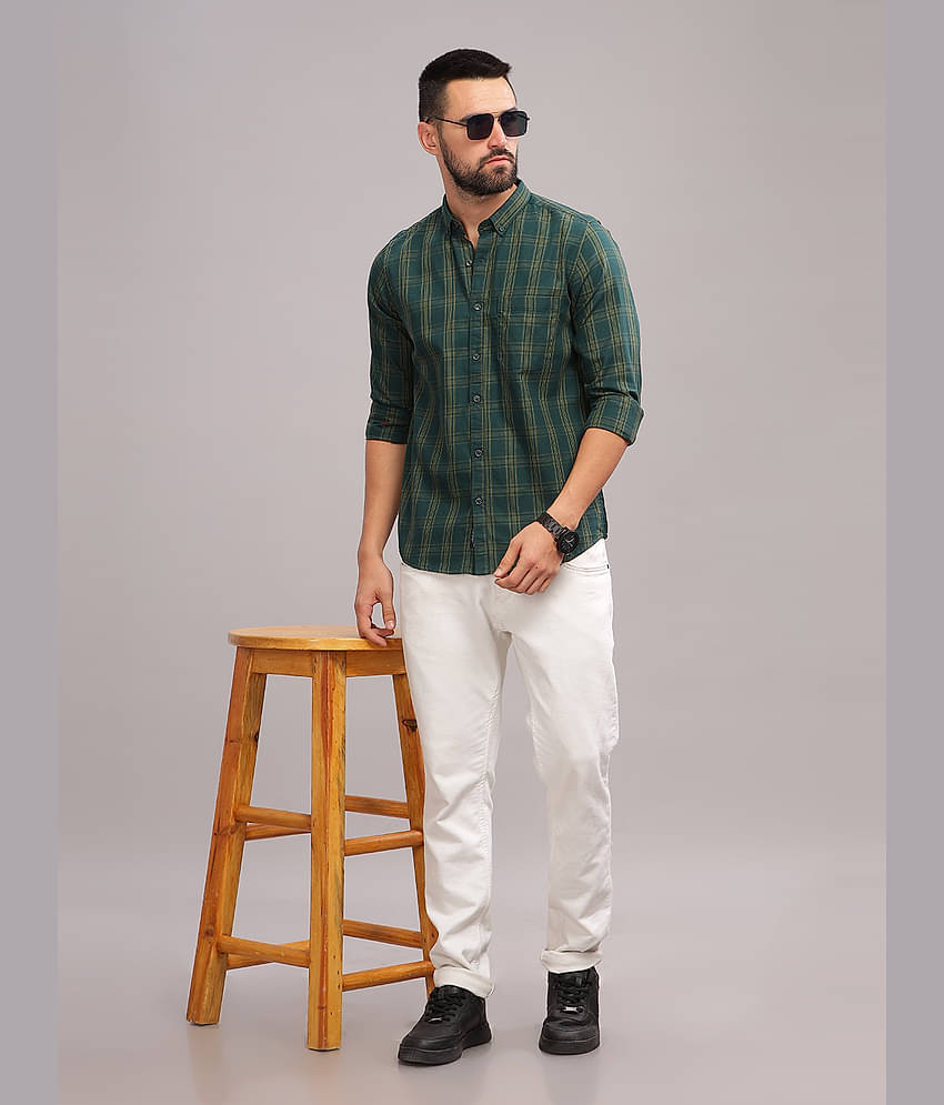 Paul Street 100% Cotton Slim Fit Checks Full Sleeves Men's Casual Shirt - Brown ( Pack of 1 )