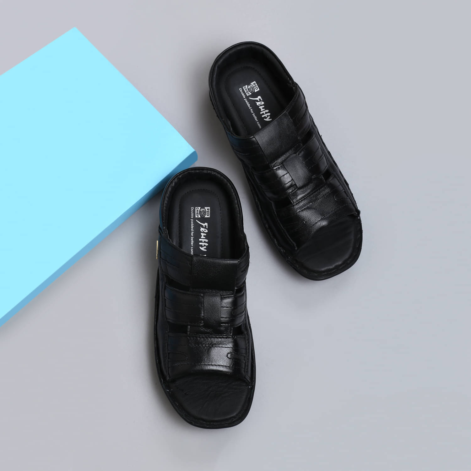     			Red Chief Black Men's Leather Slipper