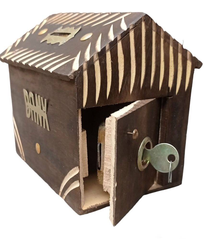     			SWH Wood Brown Piggy Bank ( Pack of 1 )