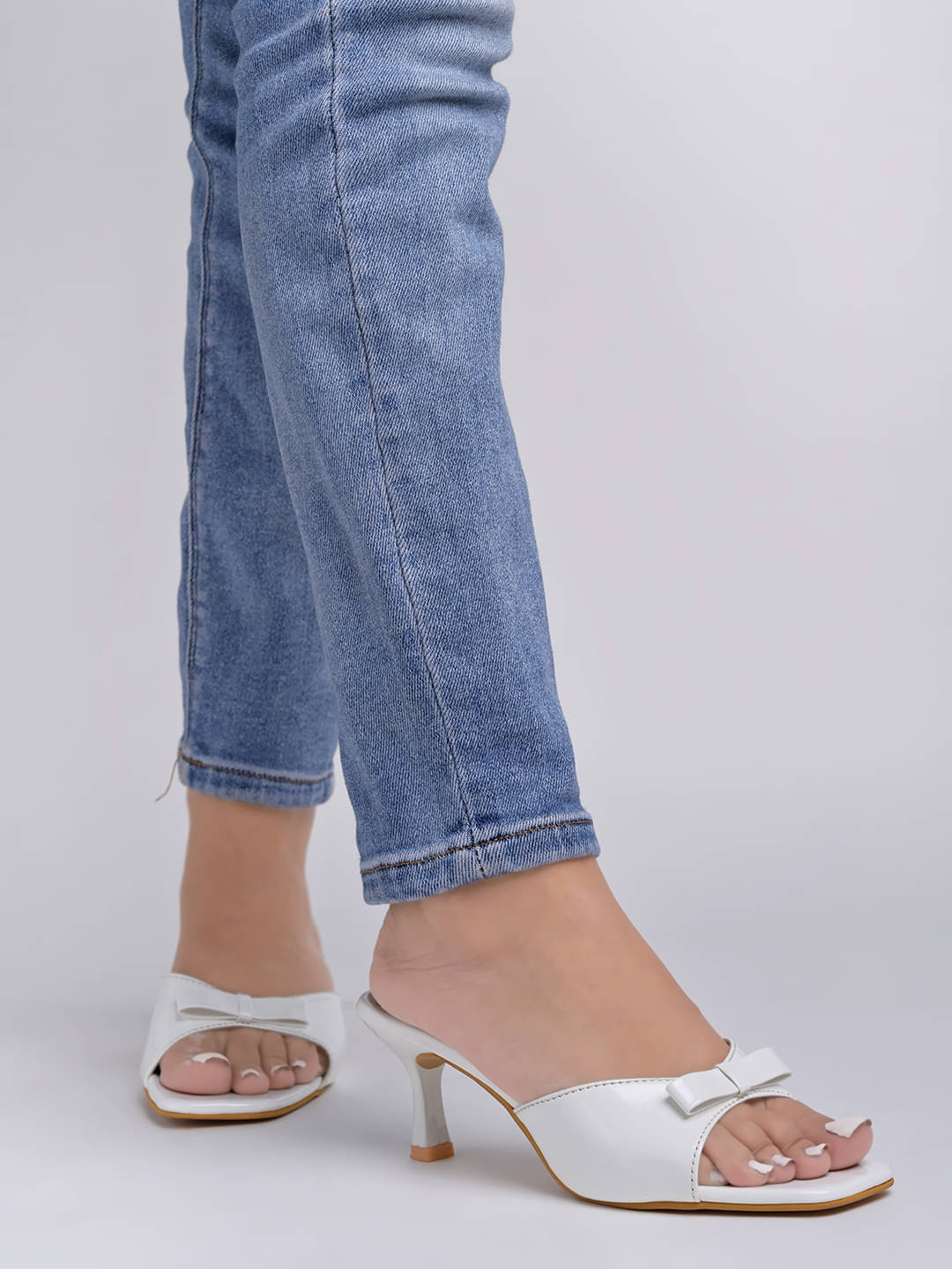 Shoetopia White Women's Slip On Heels Shoetopia White Women's Slip On Heels