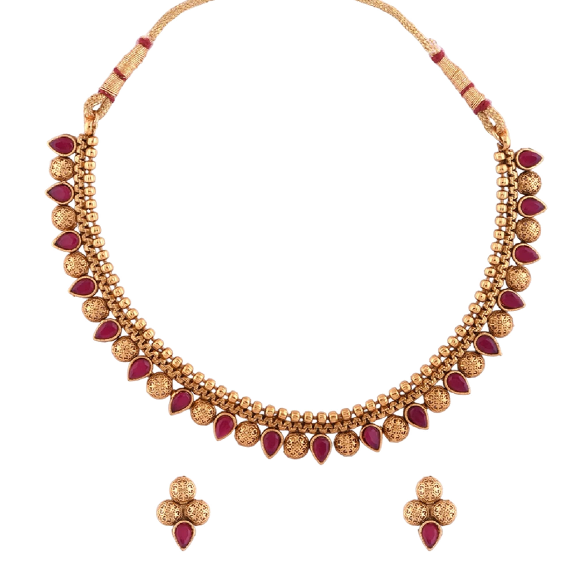 Thrillz Golden Brass Necklace Set ( Pack of 1 )