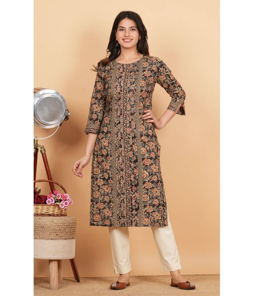 Vbuyz Cotton Printed Straight Women's Kurti - Black ( Pack of 1 ) - Kurtis, Tunics | Buy online on ZillyBuy
