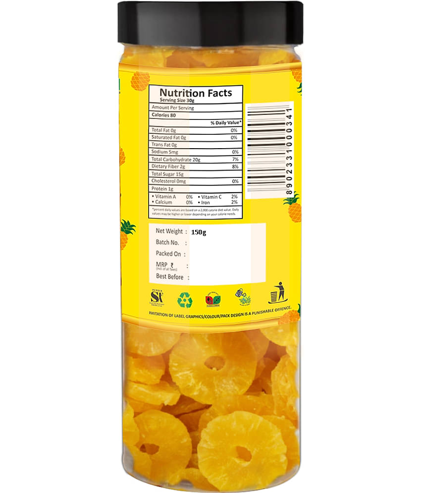 YUM YUM Dehydrated Dried Pine Apple Slice 200g Jar