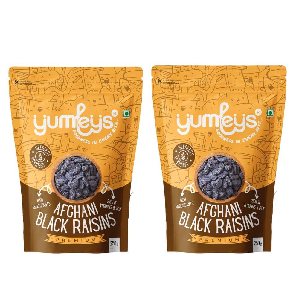     			Yumleys Premium Afghani Black Seedless Raisin Kali Kismis 250gm (Pack of 2)