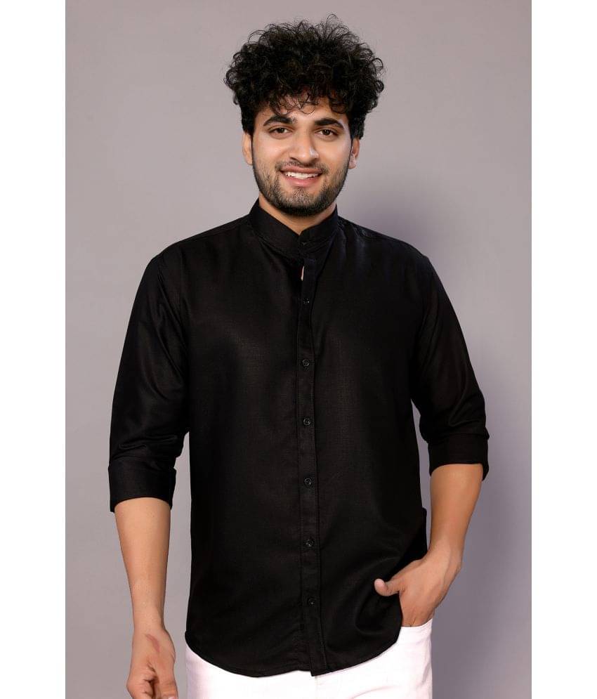 Anand Cotton Blend Regular Fit Solids Full Sleeves Men's Casual Shirt - Black ( Pack of 1 ) Anand Cotton Blend Regular Fit Solids Full Sleeves Men's Casual Shirt - Black ( Pack of 1 )