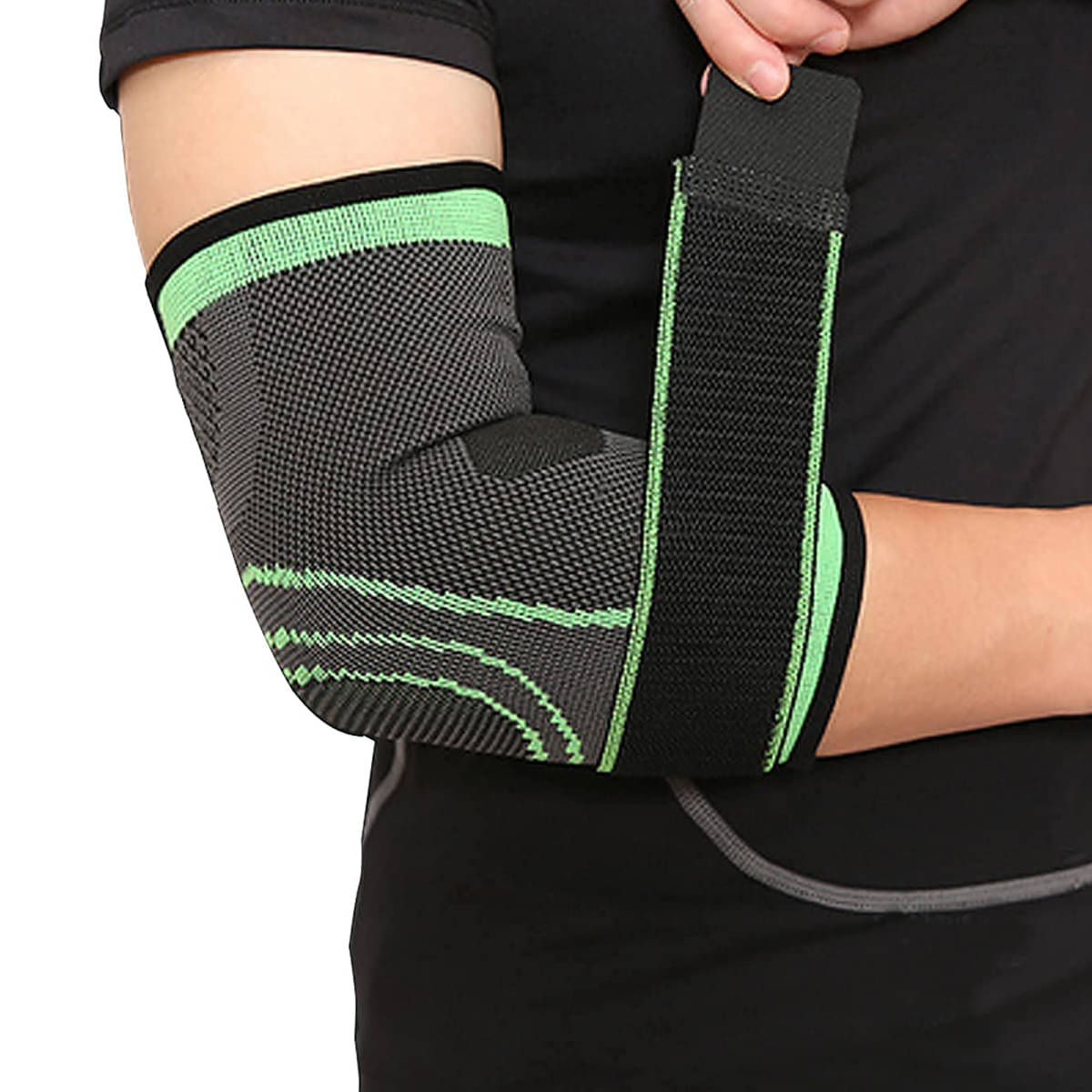 Geeo Elbow Support for Gym with Strap (1Pair) - Elbow Brace for Men Women Workout | Elbow Compression Sleeves with Straps for Tendonitis Pain Relief (Green) Geeo Elbow Support for Gym with Strap (1Pair) - Elbow Brace for Men Women Workout | Elbow Compression Sleeves with Straps for Tendonitis Pain Relief (Green)