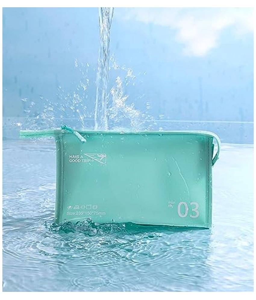     			House Of Quirk Light Blue Toiletry Bag Travel Makeup Bag