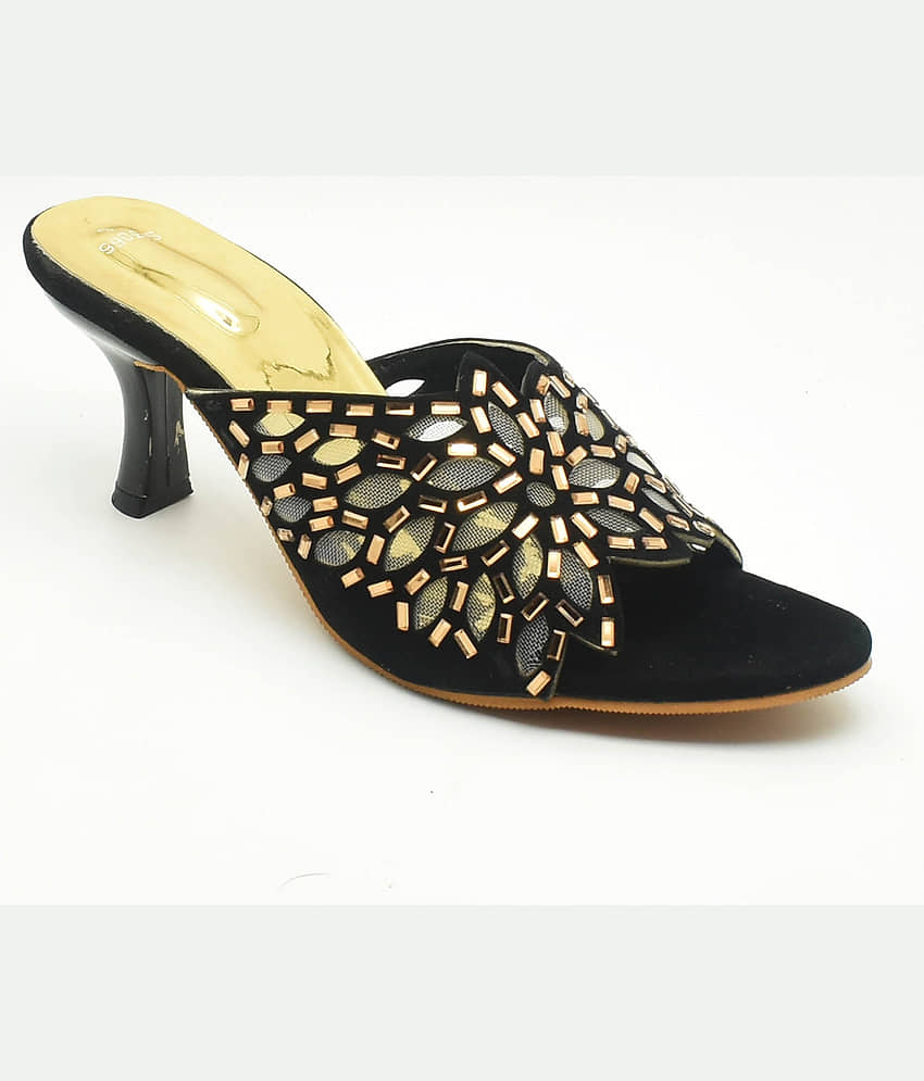 IndiForce Black Women's Slip On Heels - Heels | Buy online on ZillyBuy